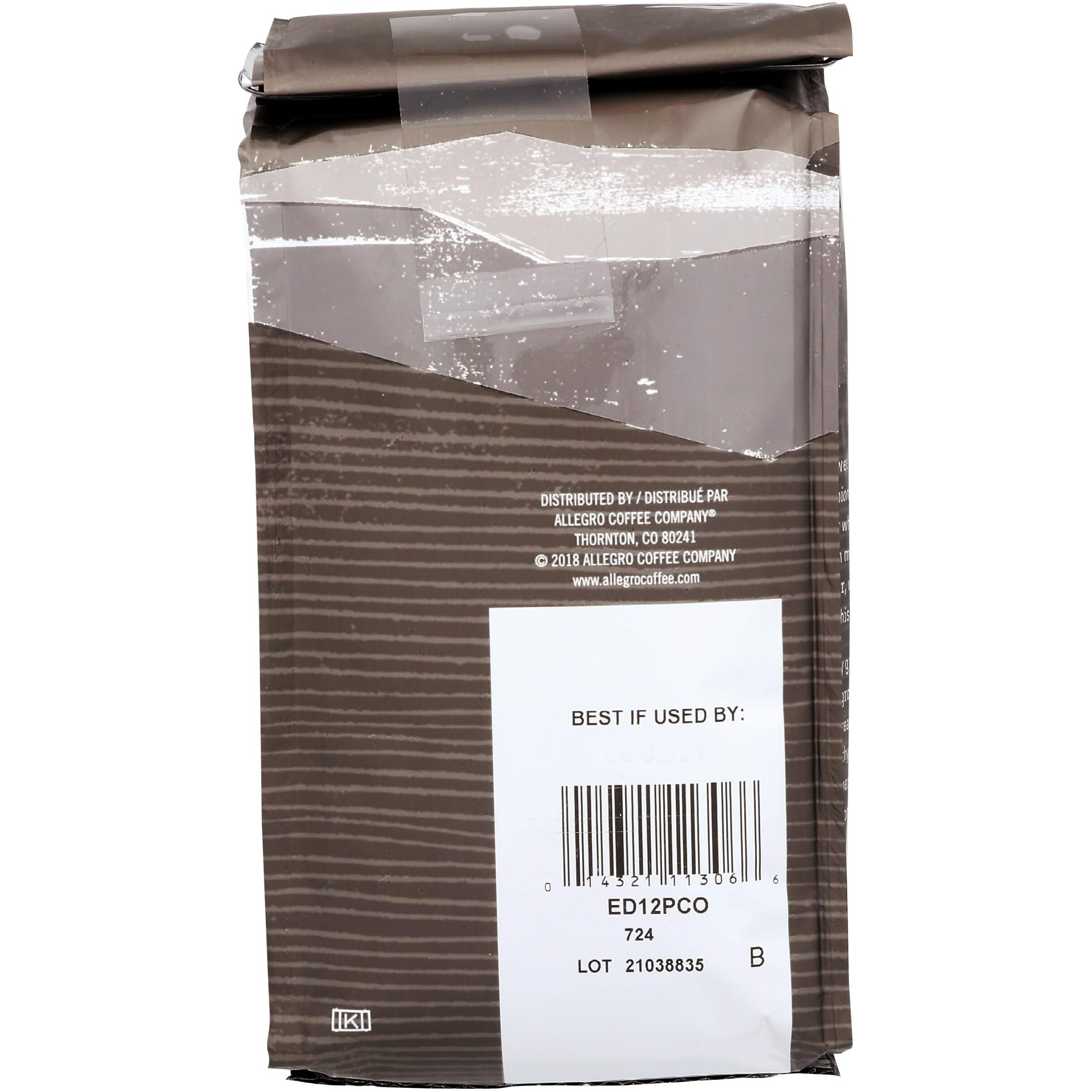 Allegro Coffee, Coffee Decaf Colombia El Premio De Timana Ground, 12 Ounce