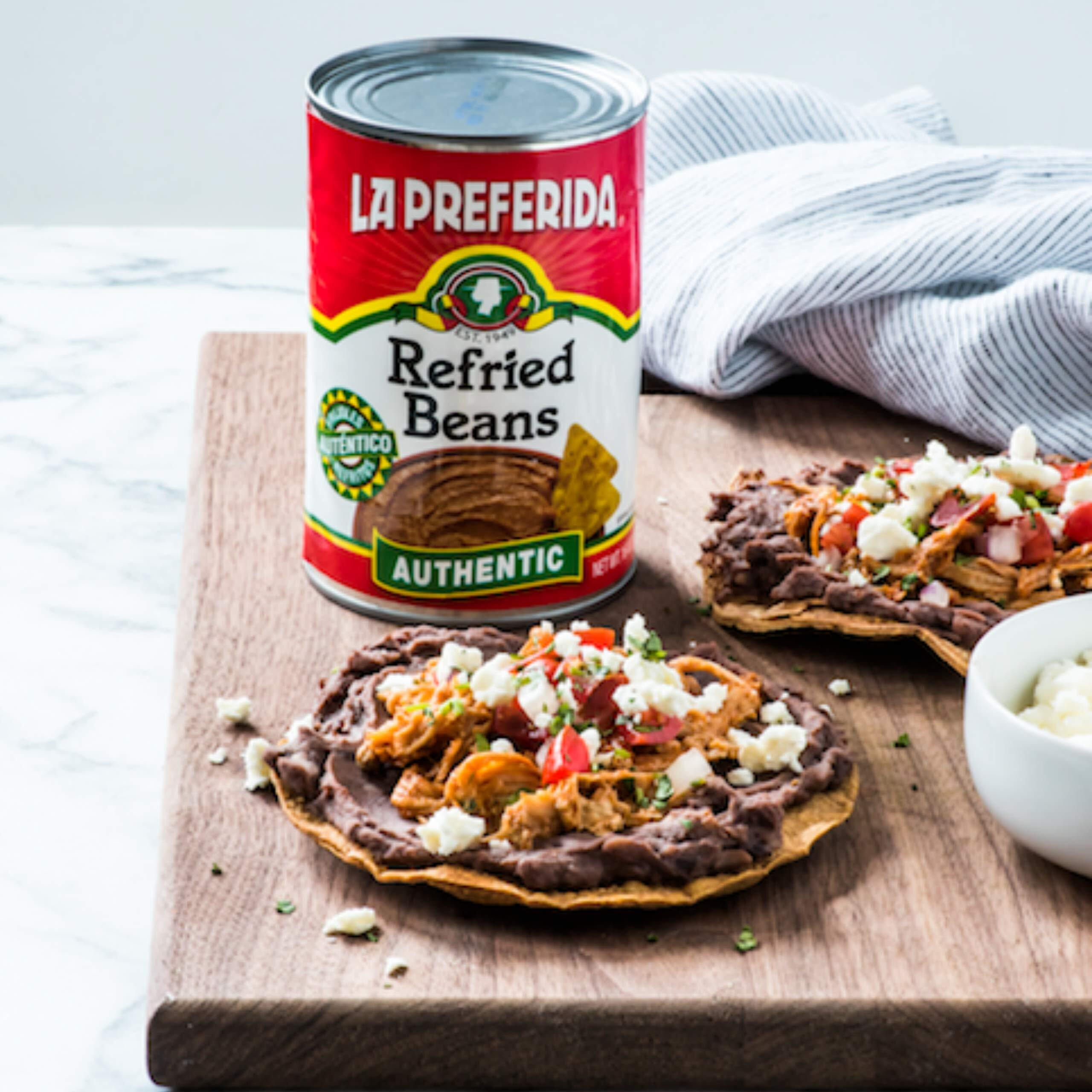 La Preferida Authentic Refried Pinto Beans - Homemade Taste Of Traditional Creamy Frijoles Refritos. 4 Simple Ingredient, 16 Oz (Pack Of 24)