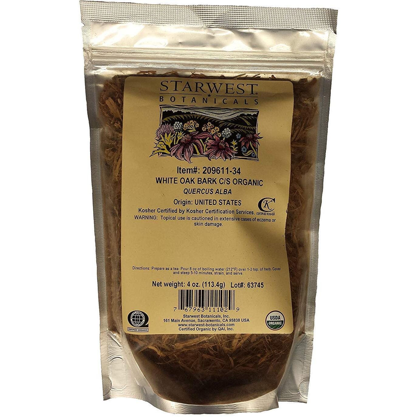 White Oak Bark Cut & Sifted Organic - 4 Oz,(Starwest Botanicals)