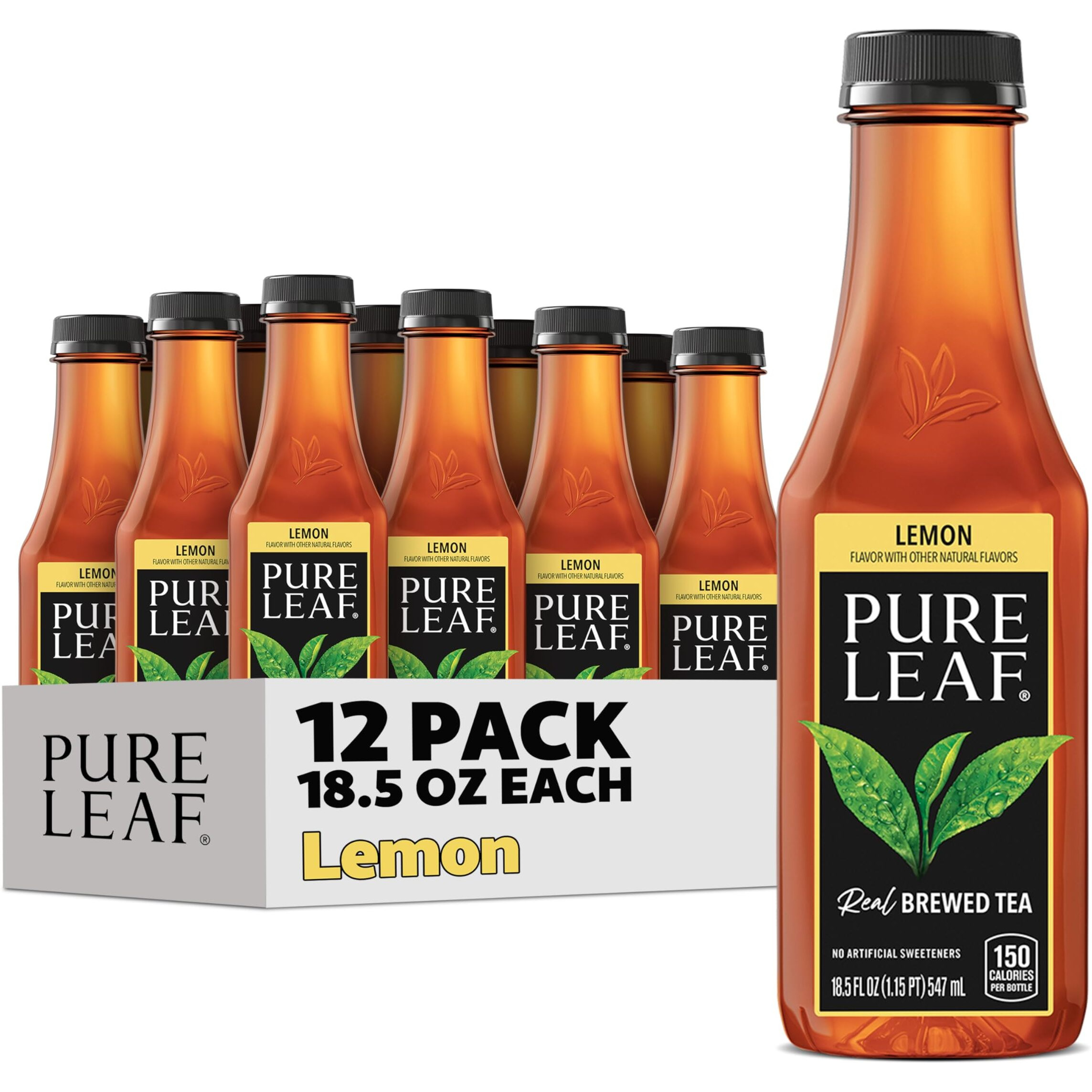 Pure Leaf Iced Tea, Sweetened Lemon, Real Brewed Tea, 18.5 Fl Oz Bottles (Pack Of 12)
