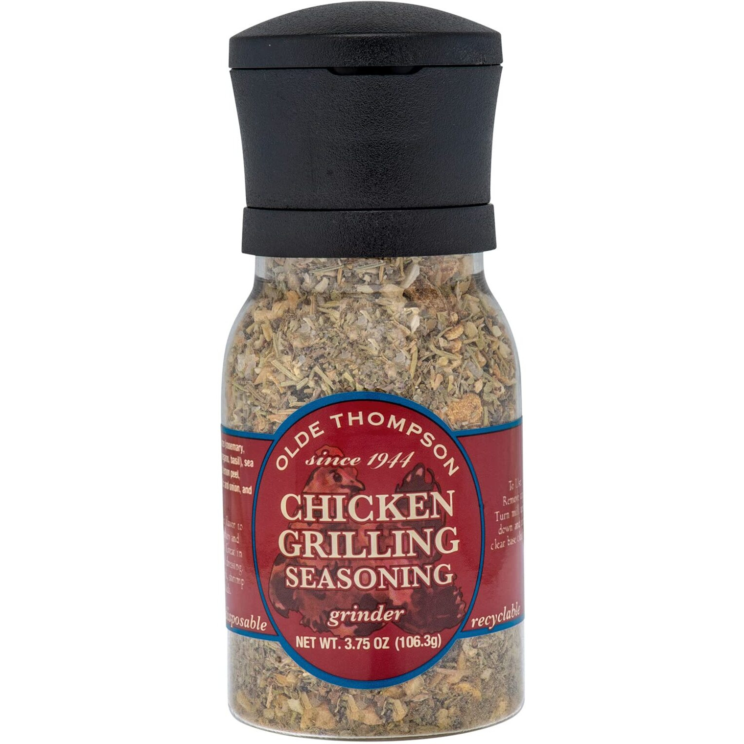 Olde Thompson Chicken Grilling Seasoning Grinder, Rosemary Spice Blend With A Hint Of Citrus, 3.75 Ounce