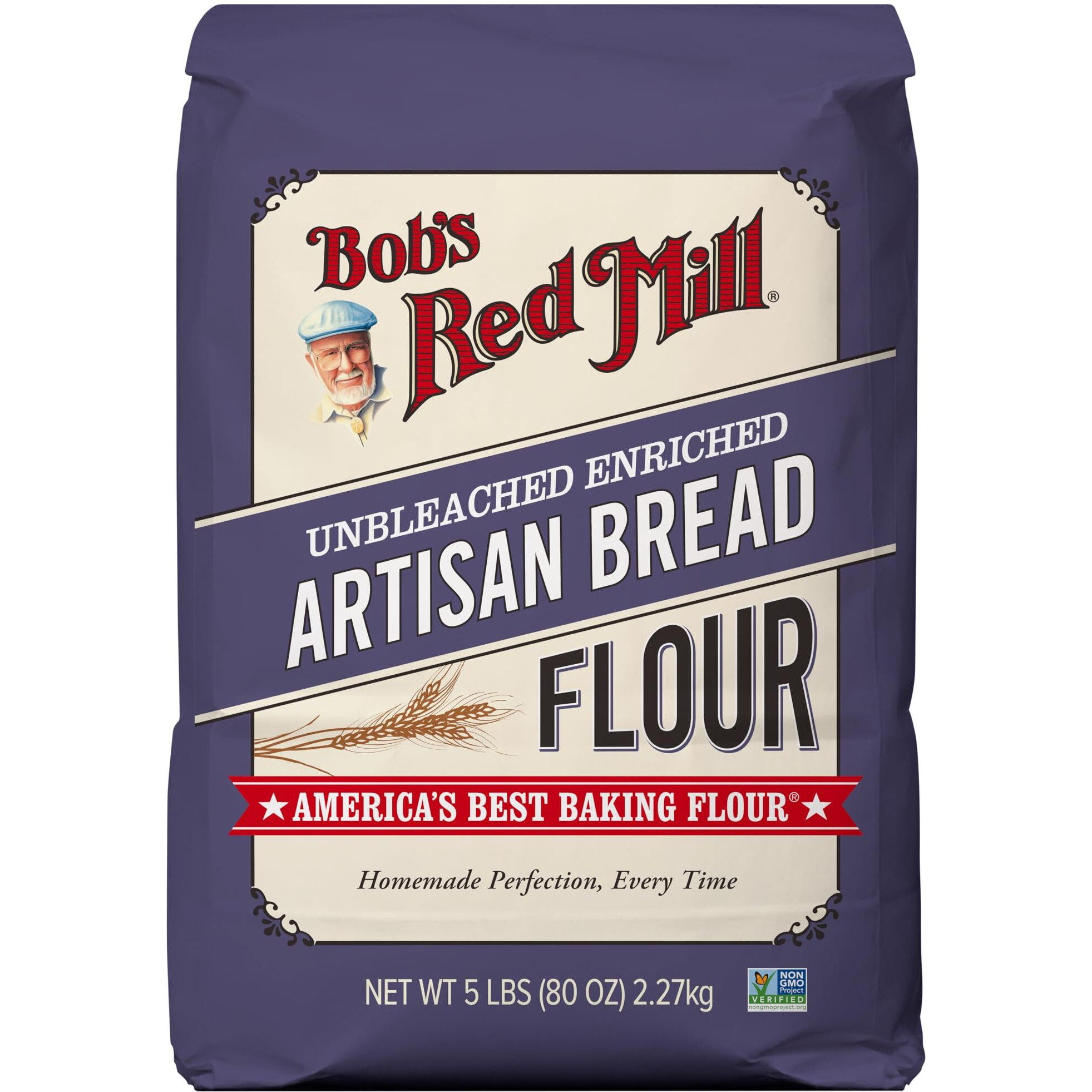 Bob's Red Mill Artisan Bread Flour, 5Lb (Pack Of 1) - Vegan, Kosher, Unbleached, Unbromated