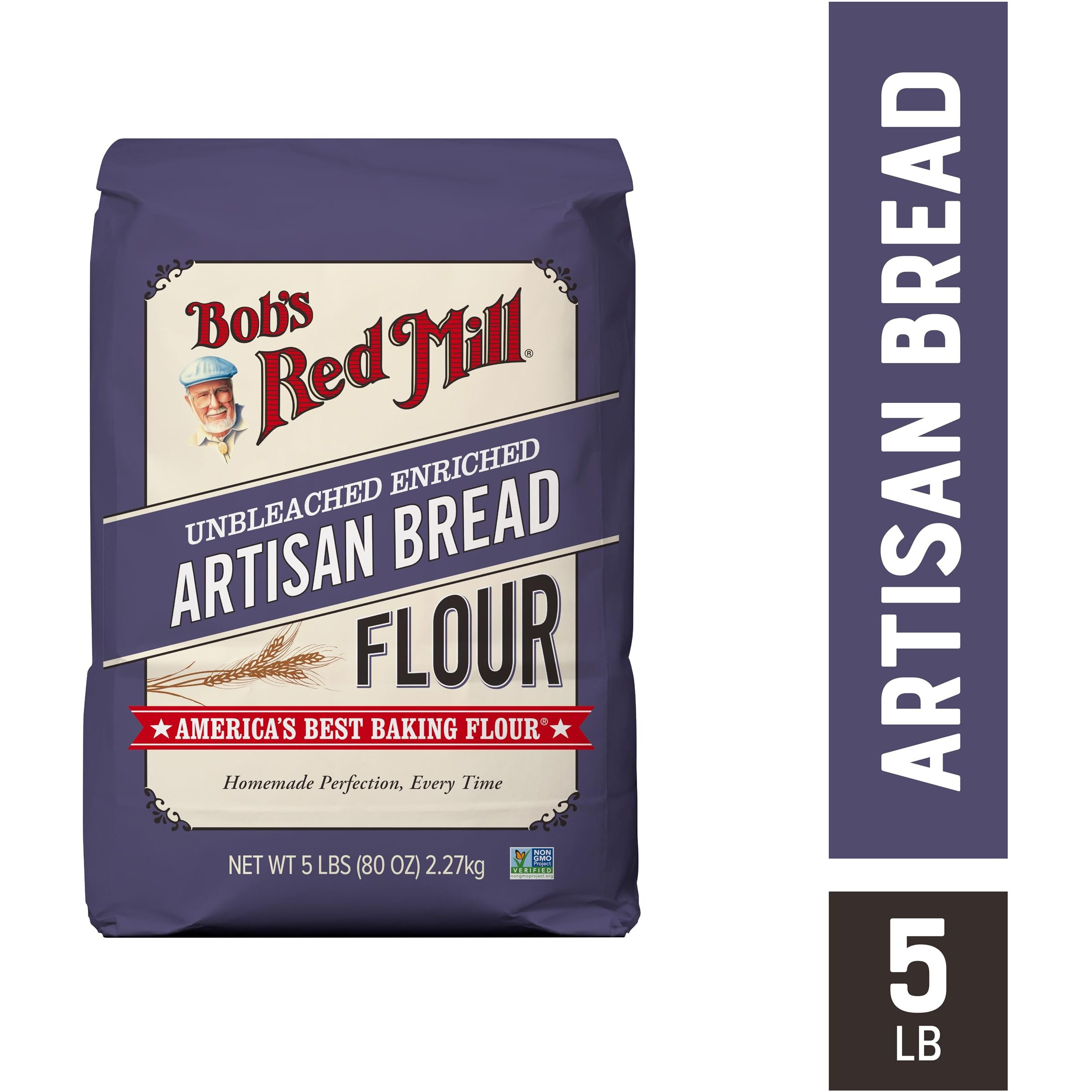 Bob's Red Mill Artisan Bread Flour, 5Lb (Pack Of 1) - Vegan, Kosher, Unbleached, Unbromated