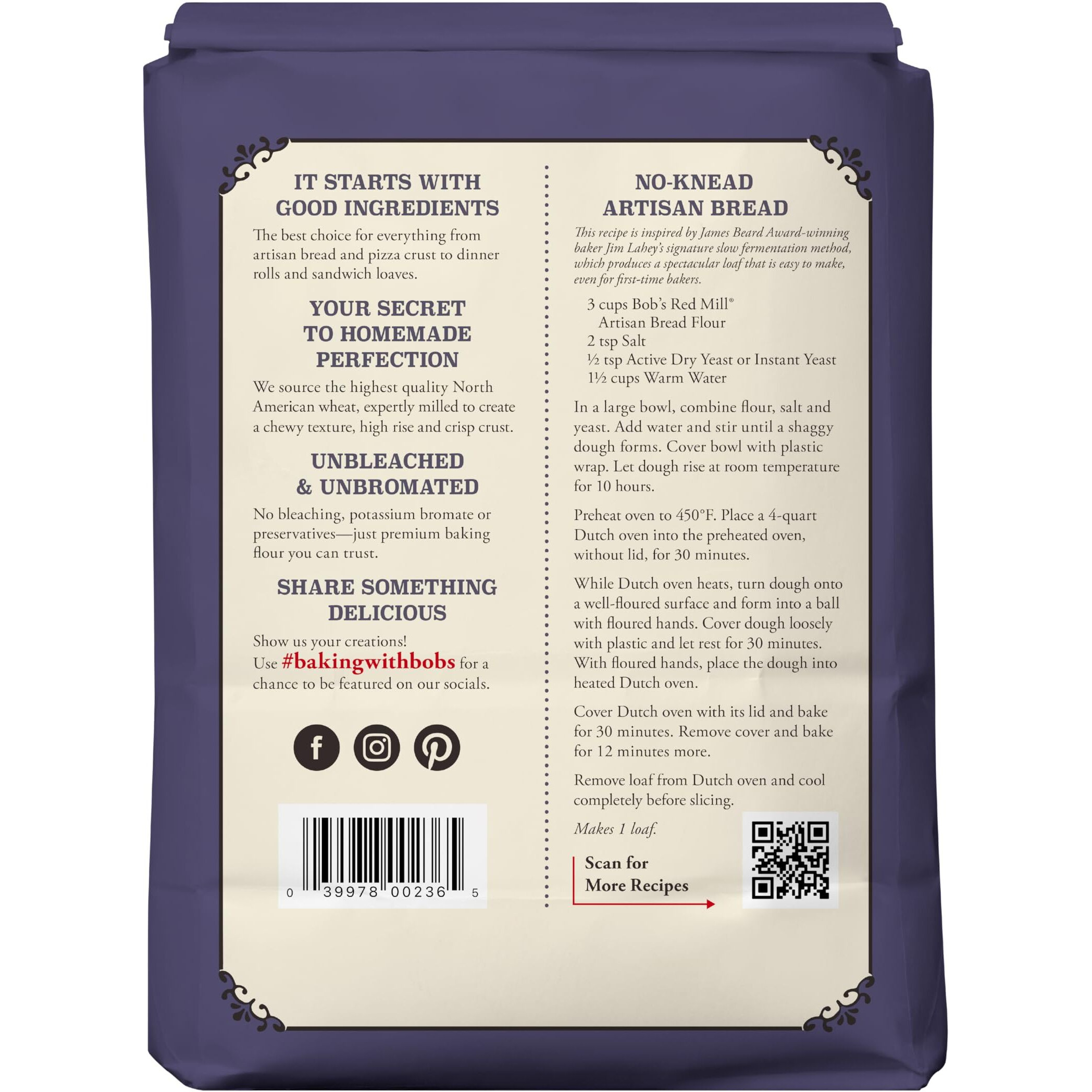 Bob's Red Mill Artisan Bread Flour, 5Lb (Pack Of 1) - Vegan, Kosher, Unbleached, Unbromated