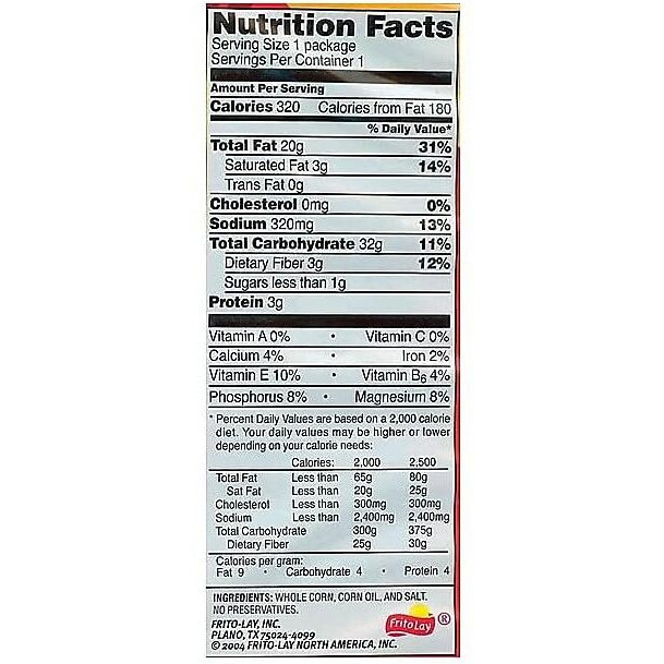 Fritos Corn Chips, Original, 2 Ounce (Pack Of 64)