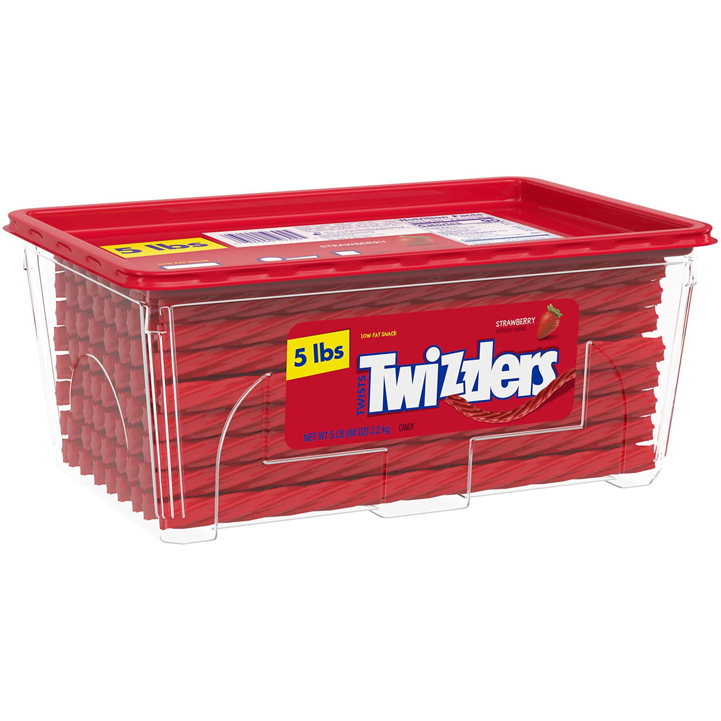 Twizzlers Twists Strawberry Flavored Licorice Style, Chewy Candy Tub, 5 Lb