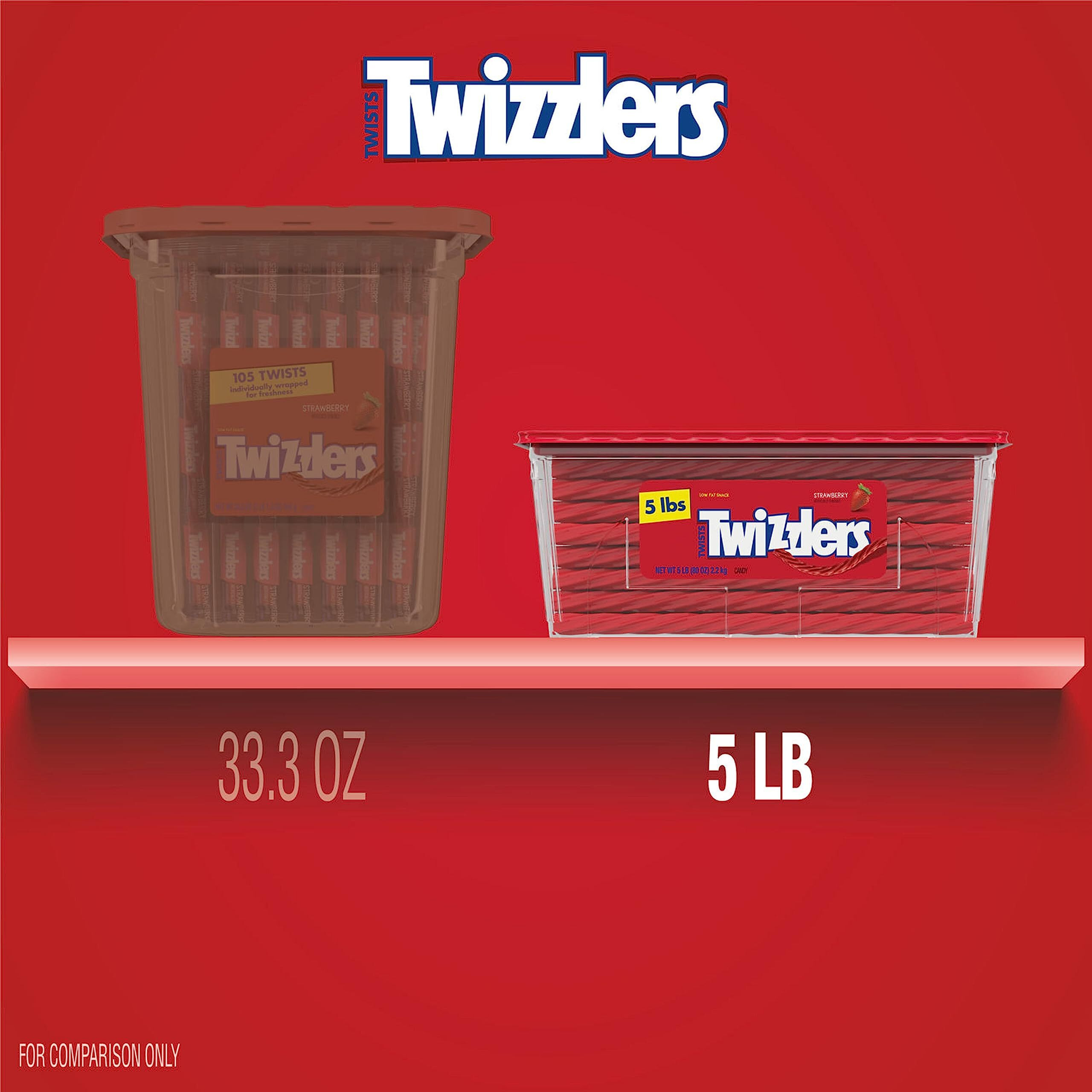 Twizzlers Twists Strawberry Flavored Licorice Style, Chewy Candy Tub, 5 Lb