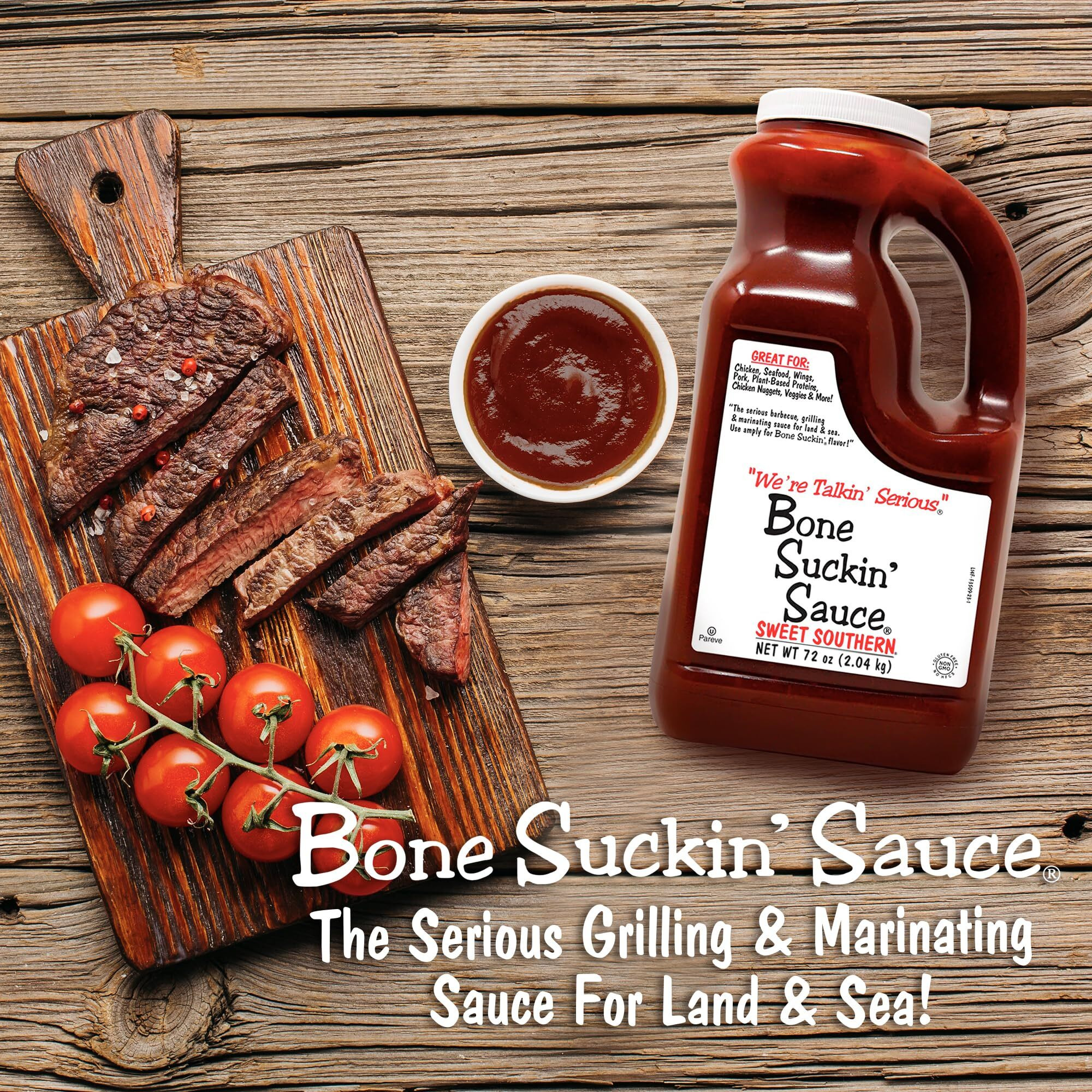 Bone Suckin' Sauce Sweet Southern Bbq Sauce - 72 Oz, All-Purpose Barbecue Sauce, For Ribs, Chicken, Pork, Beef, Gluten-Free, Non-Gmo, Kosher, Sweetened W/Cane Sugar & Molasses