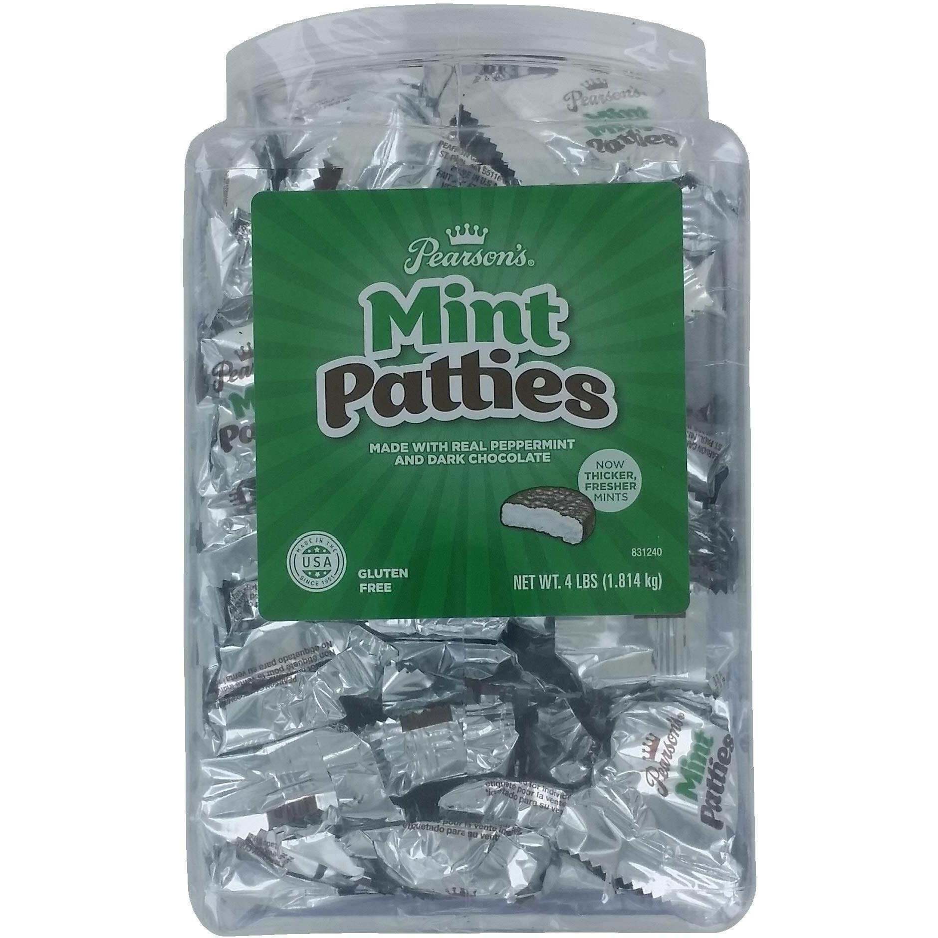 Pearson's Mint Patties | Made With Decadent Dark Chocolate And Real Peppermint | 64 Oz Jar | Individually Wrapped