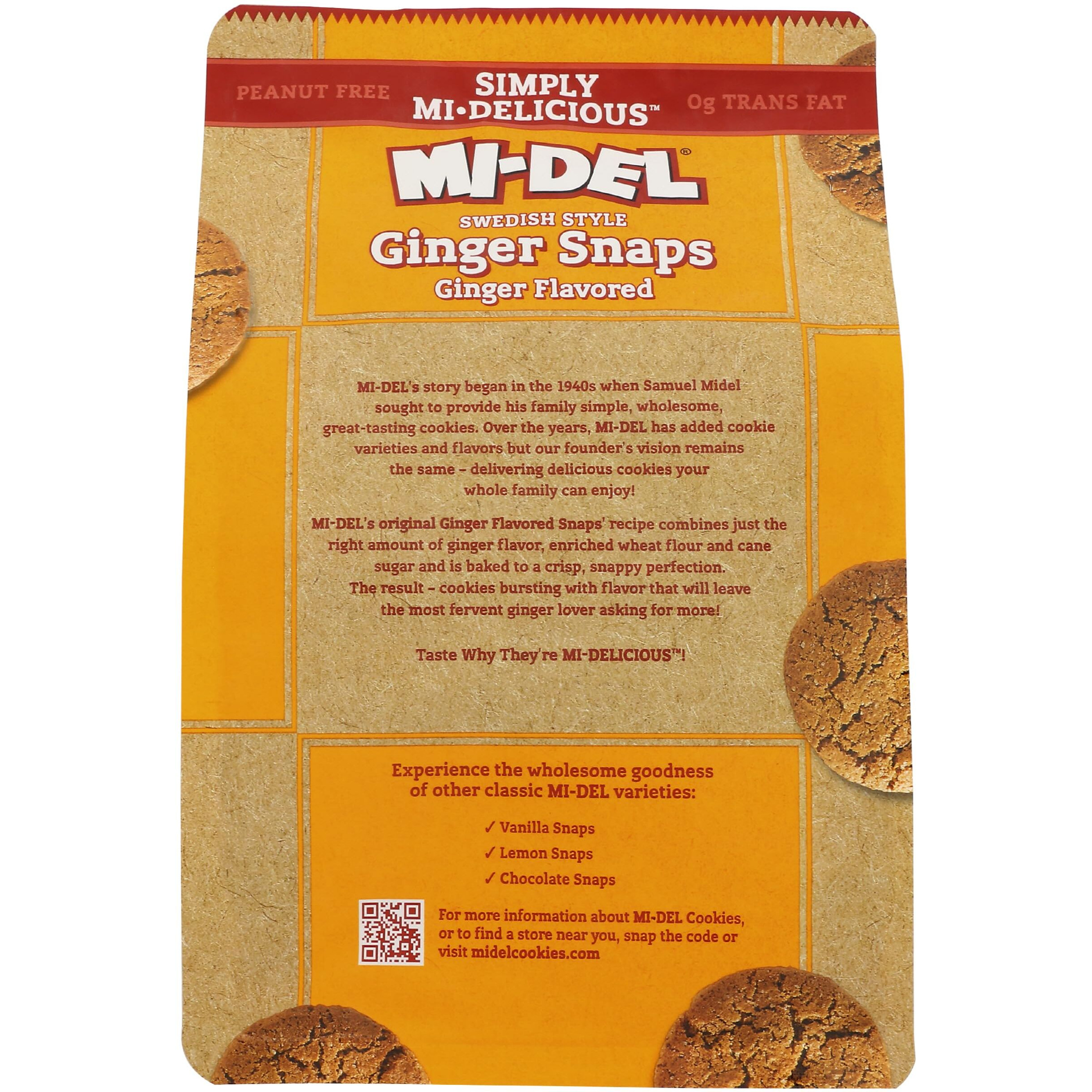 Mi-Del Cookies Ginger Flavored Snaps - Non Gmo Certified, 0G Trans Fat Swedish Ginger Snaps Cookies Old Fashioned (Pack Of 1)