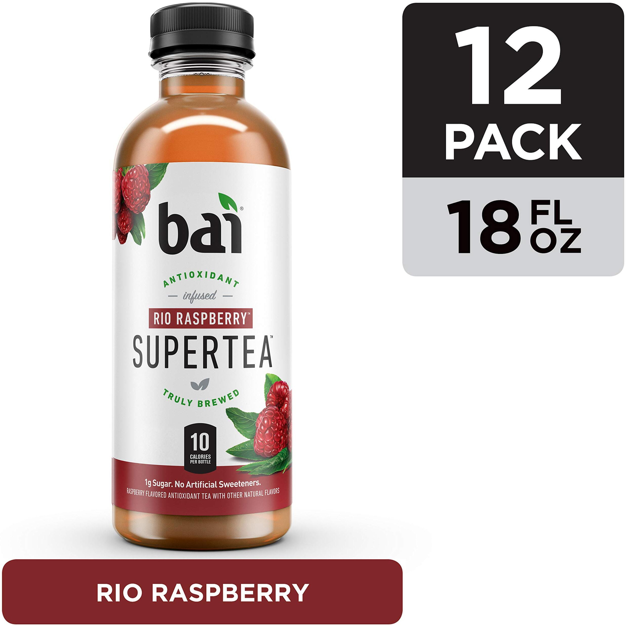Bai Iced Tea, Rio Raspberry, Antioxidant Infused Supertea, Crafted With Real Tea (Black Tea, White Tea), 18 Fl Oz (Pack Of 12)