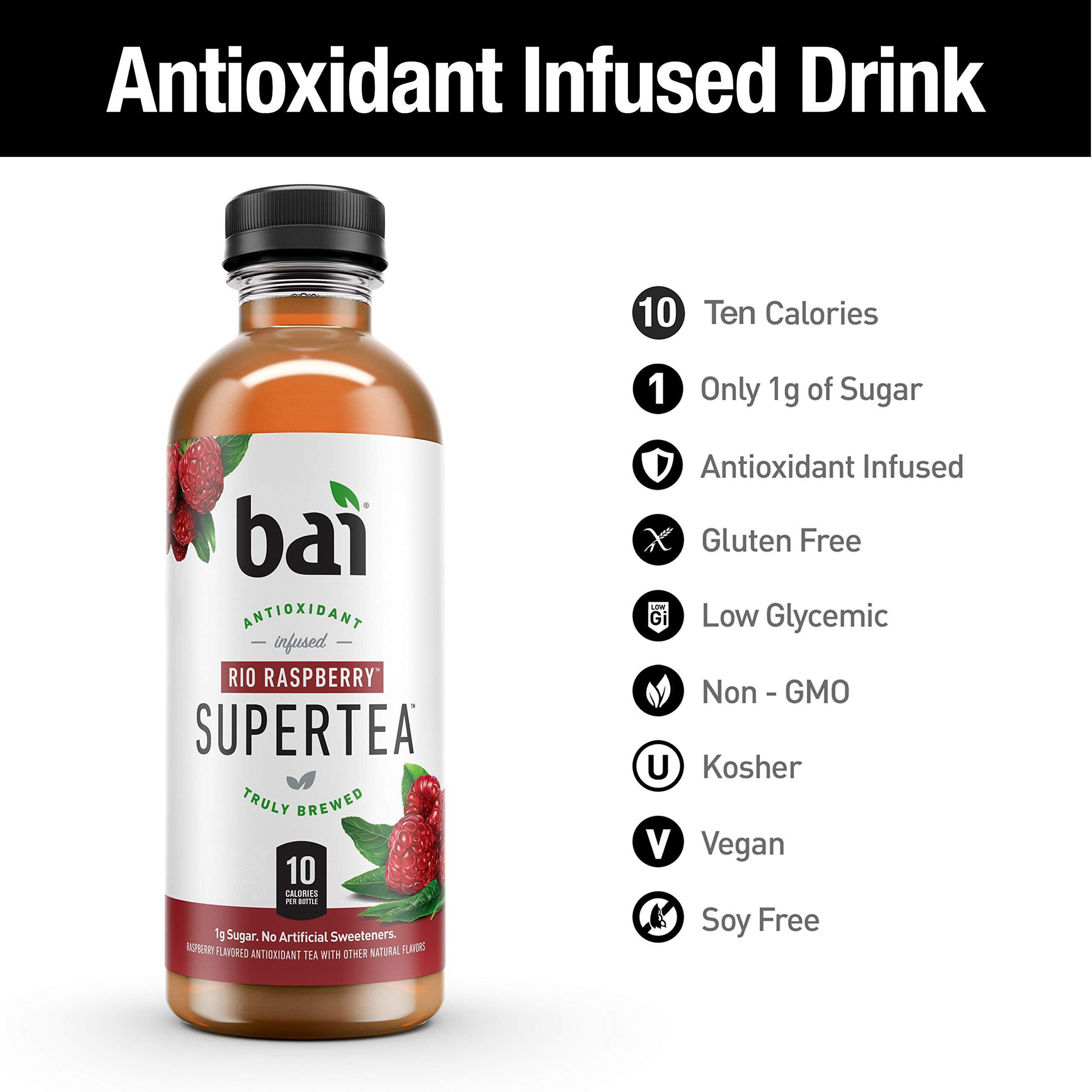 Bai Iced Tea, Rio Raspberry, Antioxidant Infused Supertea, Crafted With Real Tea (Black Tea, White Tea), 18 Fl Oz (Pack Of 12)