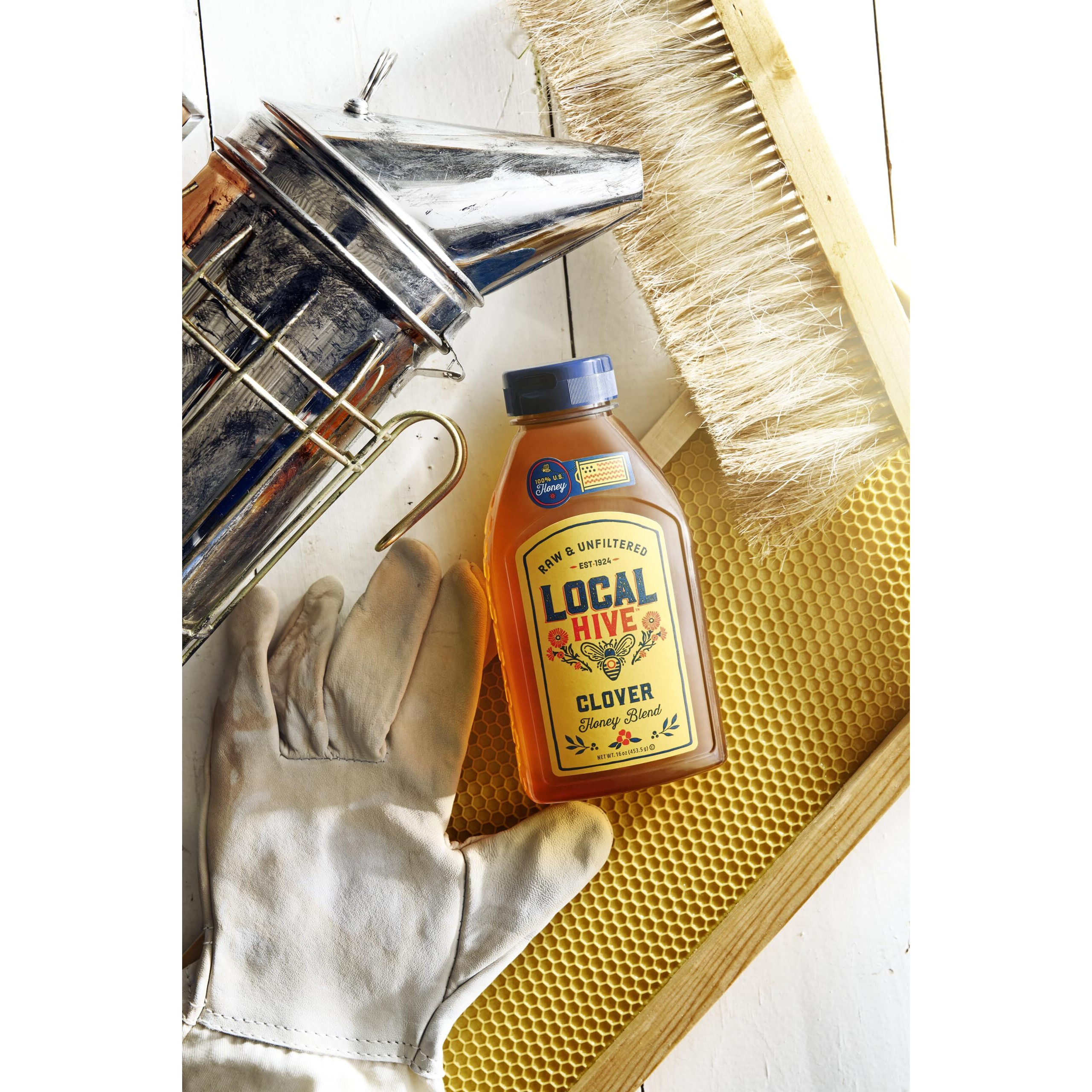 Local Hive Clover Raw Unfiltered Honey - 16 Oz, 100% Pure Us Honey, Sourced From American Bees And Beekeepers - Natural Sweetener, Ideal For Tea, Baking, And Cooking