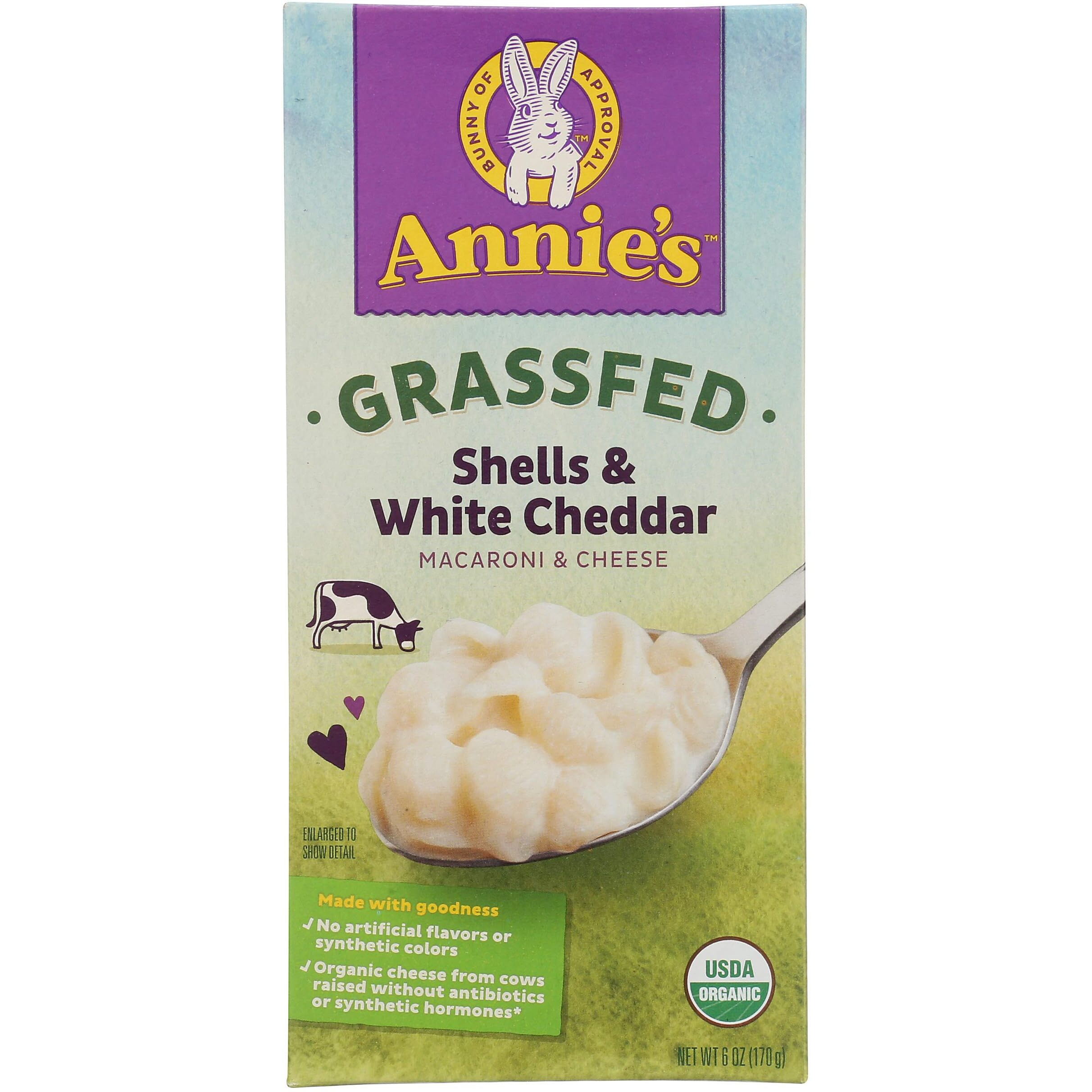 Annies Homegrown Macaroni And Cheese Shell White Cheddar, 6 Oz