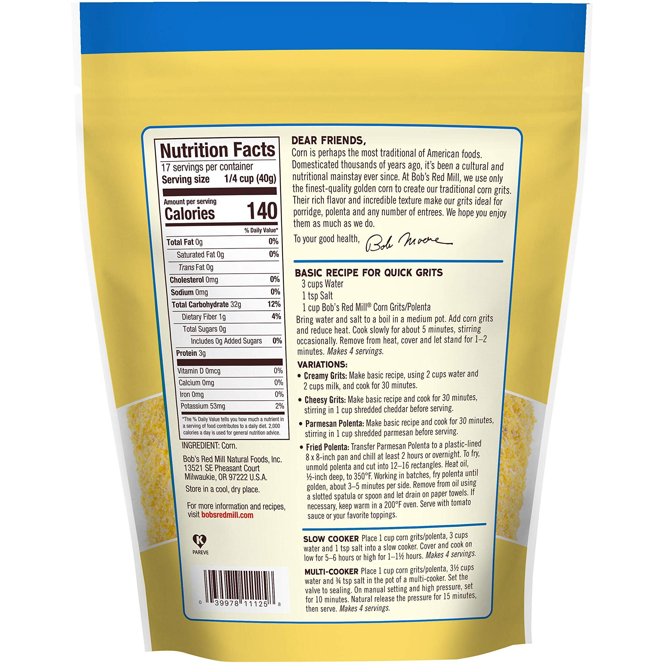 Bob's Red Mill Corn Grits / Polenta, 24Oz (Pack Of 1) - Vegan, Kosher