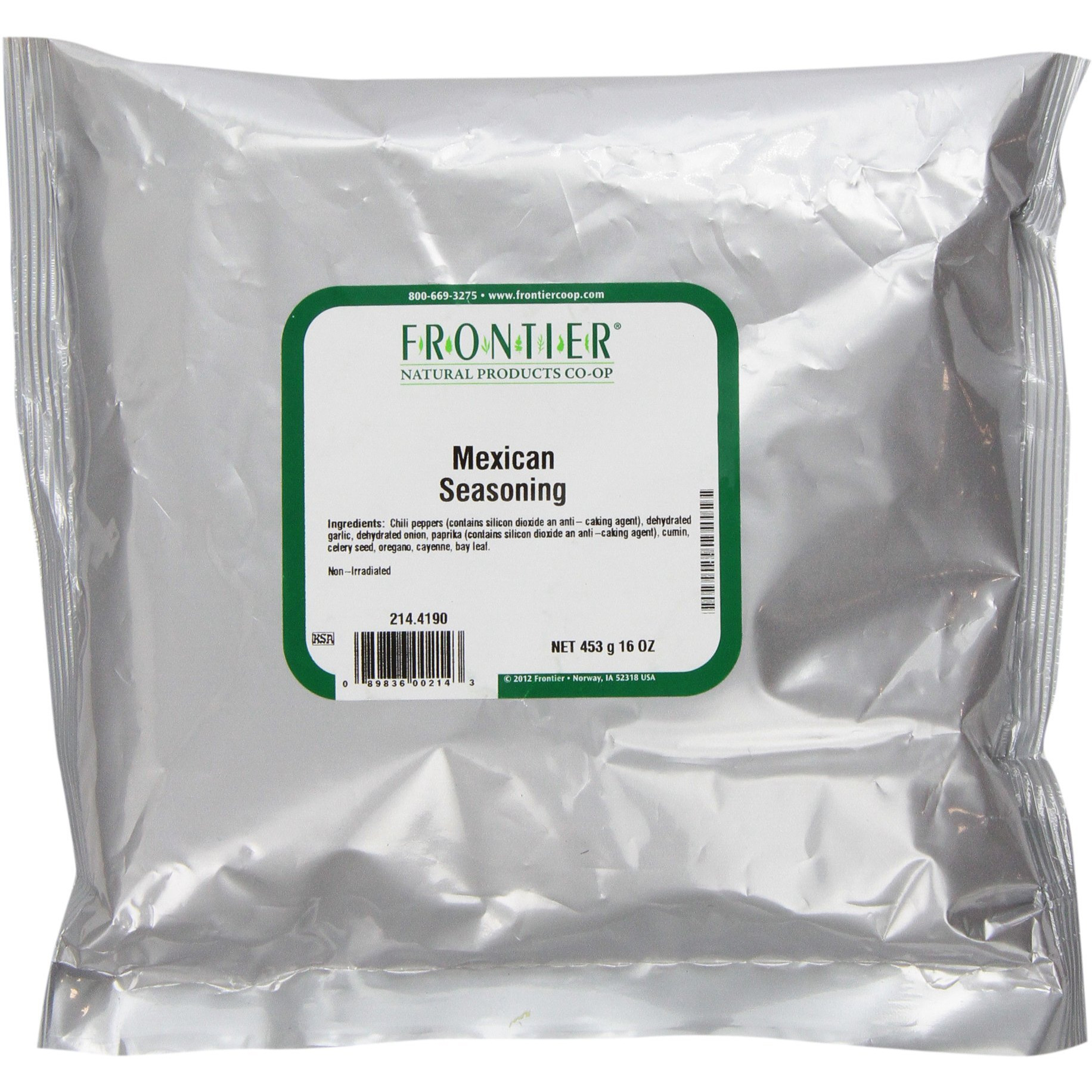 Frontier Co-Op Mexican Seasoning Mix, 1-Pound Bulk Bag, Salt-Free, Rich, Flavorful Heat To Spice Up Any Dish, Kosher, Non Eto