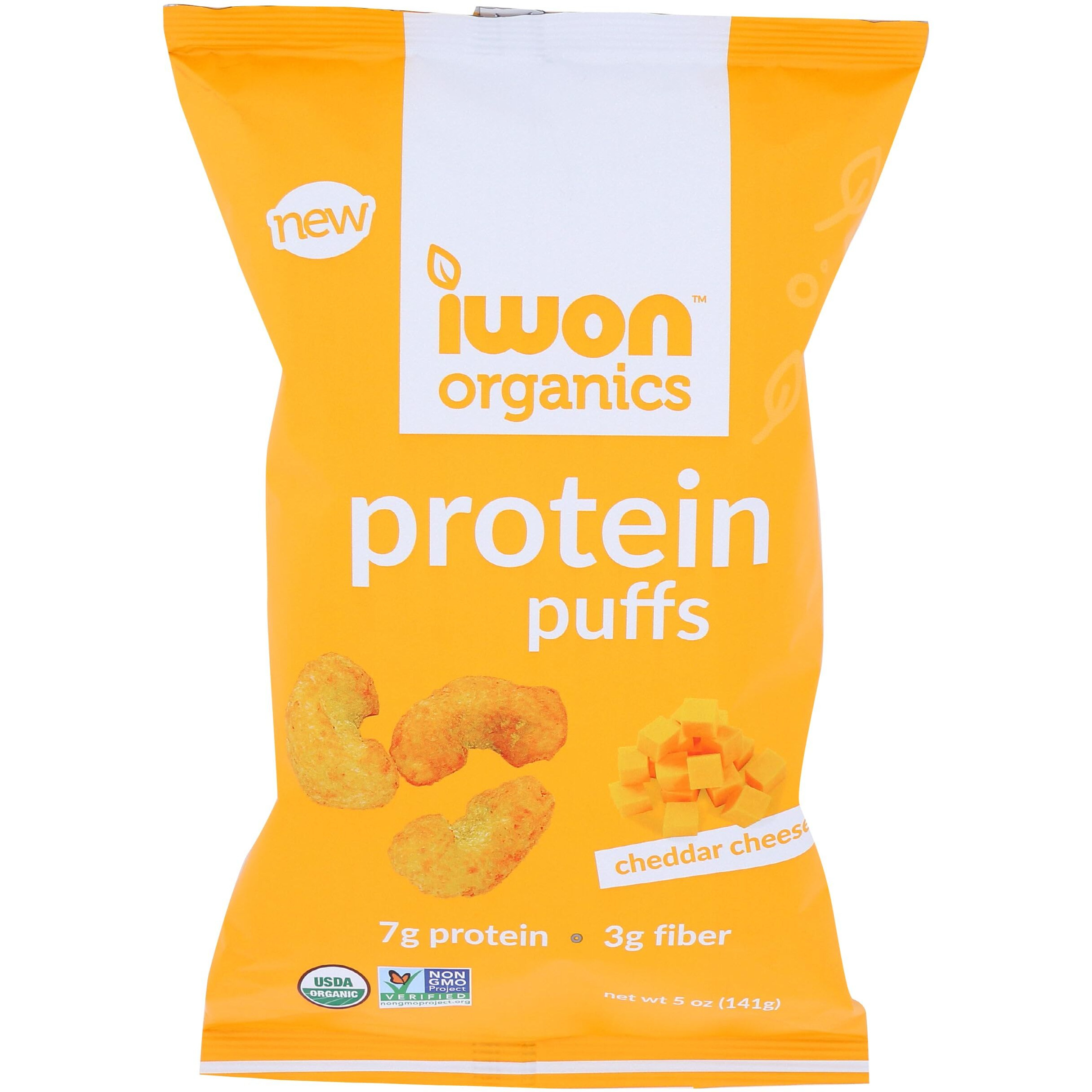 Iwon Organics, Puffs Protein Cheddar Cheese Organic, 5 Ounce