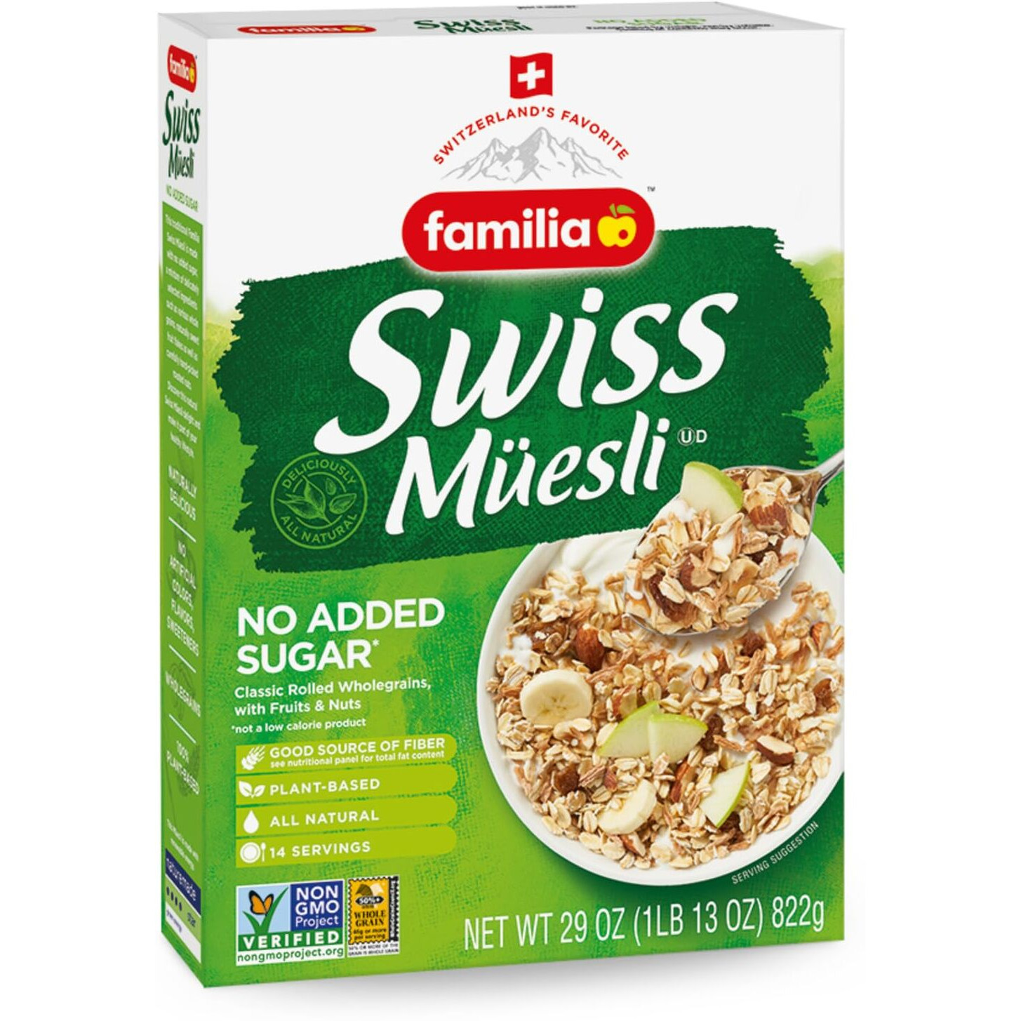 Familia Swiss Muesli Cereal, 0G Added Sugar, Energy-Packed Cereal With Raisins, Hazelnuts And Almonds, 29 Ounce Box (Pack Of 1)
