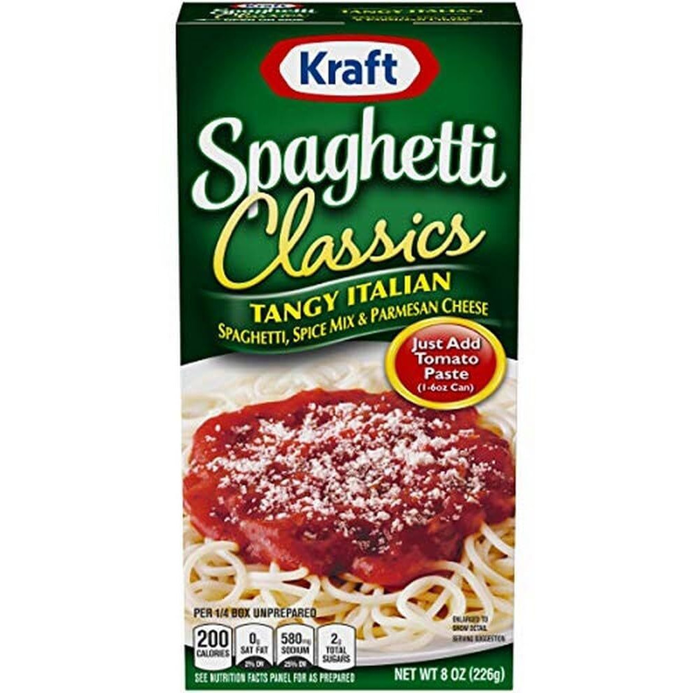 Kraft Spaghetti Classics Tangy Italian Easy Pasta Meal With Spaghetti, Spice Mix & Parmesan Cheese 8 Oz (Pack Of 6)