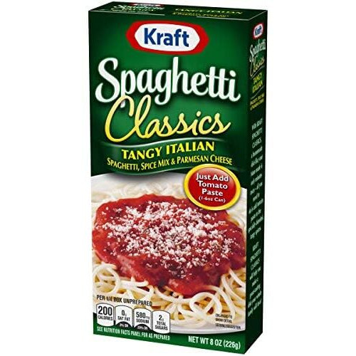 Kraft Spaghetti Classics Tangy Italian Easy Pasta Meal With Spaghetti, Spice Mix & Parmesan Cheese 8 Oz (Pack Of 6)