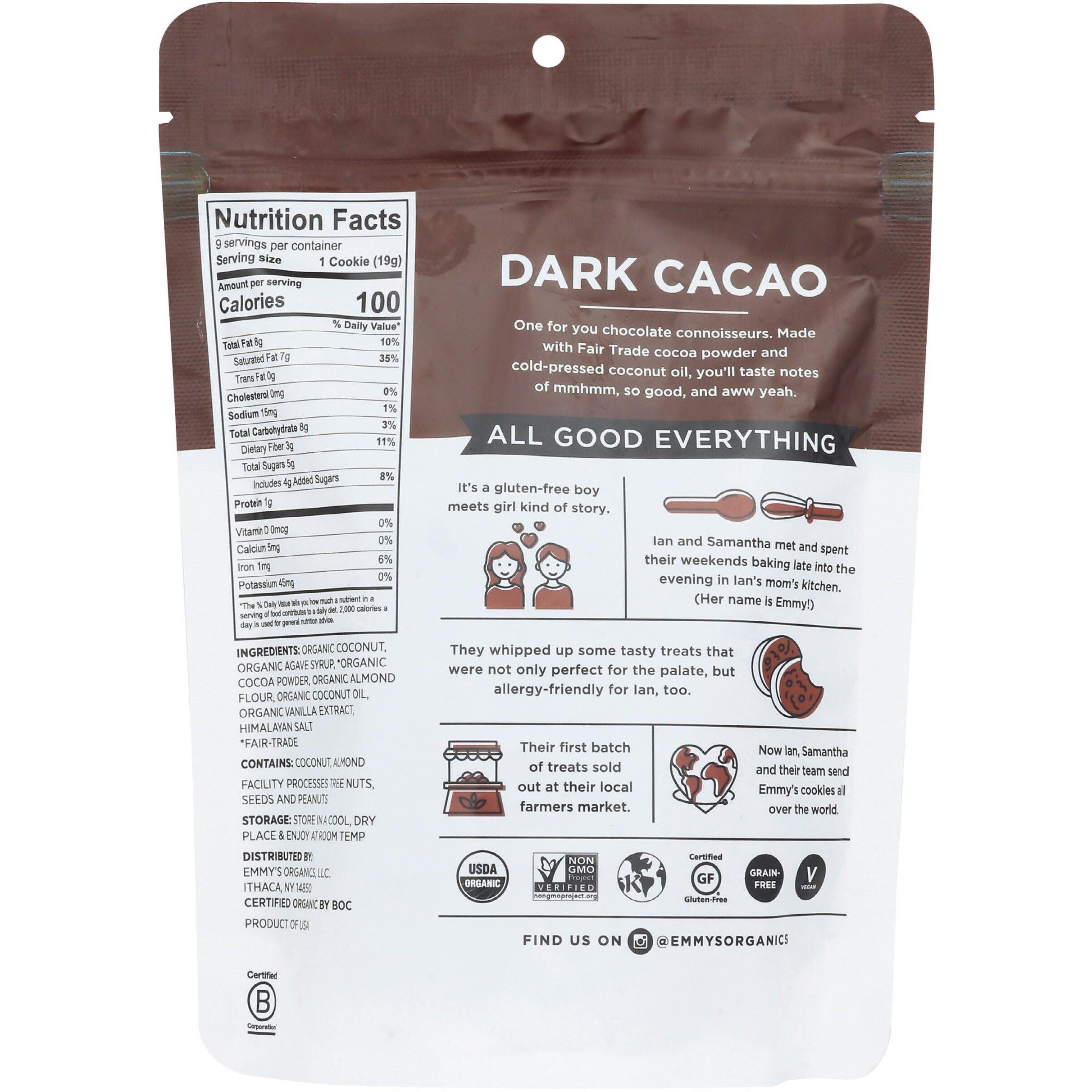 Emmys Organic Dark Cacao Macaroons, 6 Oz