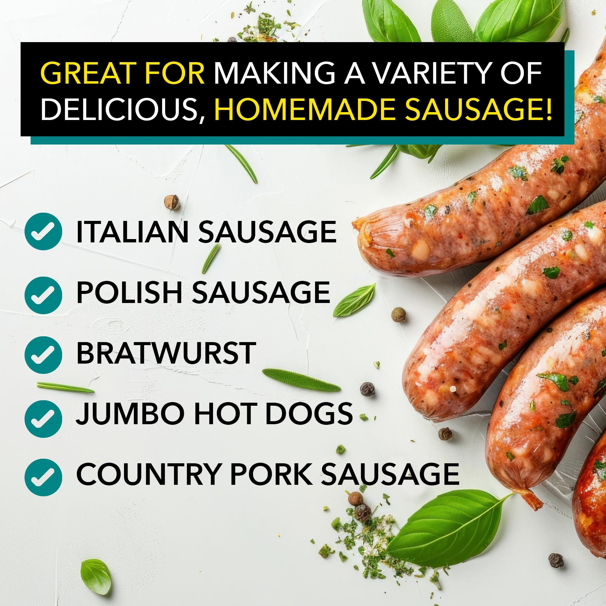 The Sausage Maker Natural Hog Sausage Casings 32-38Mm, Edible Casing For Sausage Making, Stuff Over 25 Lbs Meat, Breakfast, Italian, Polish, Bratwurst, Hot Dog, Pork Links, 1.2-1.5"" Dia, Home Pack-1