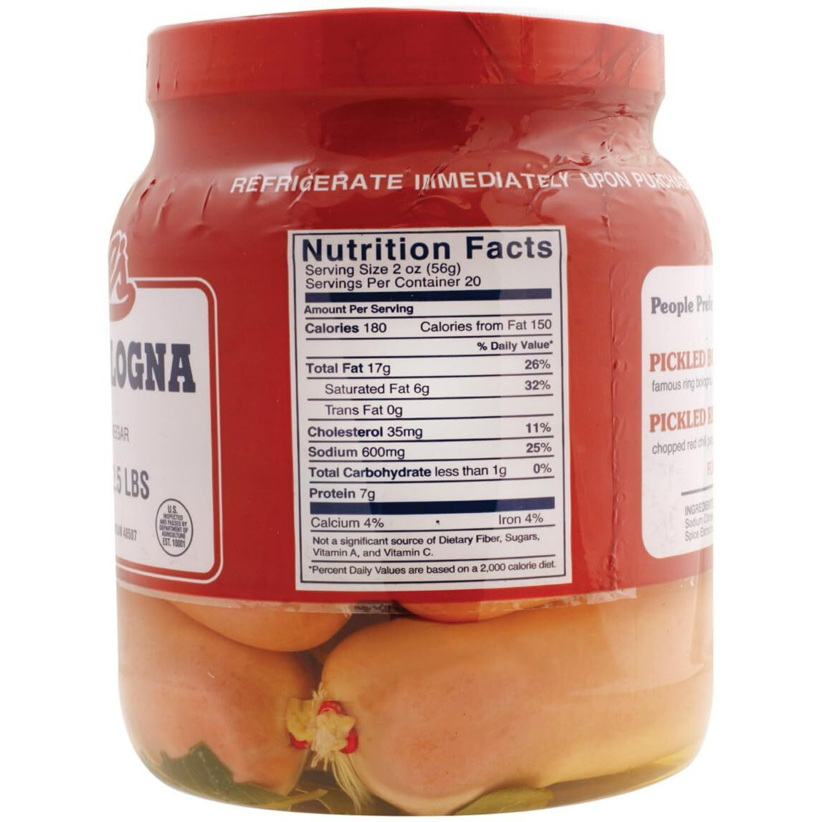 Koegels Pickled Bologna Packed In Spiced Vinegar, 40-Oz Plastic Jar, Refrigerate After Opening