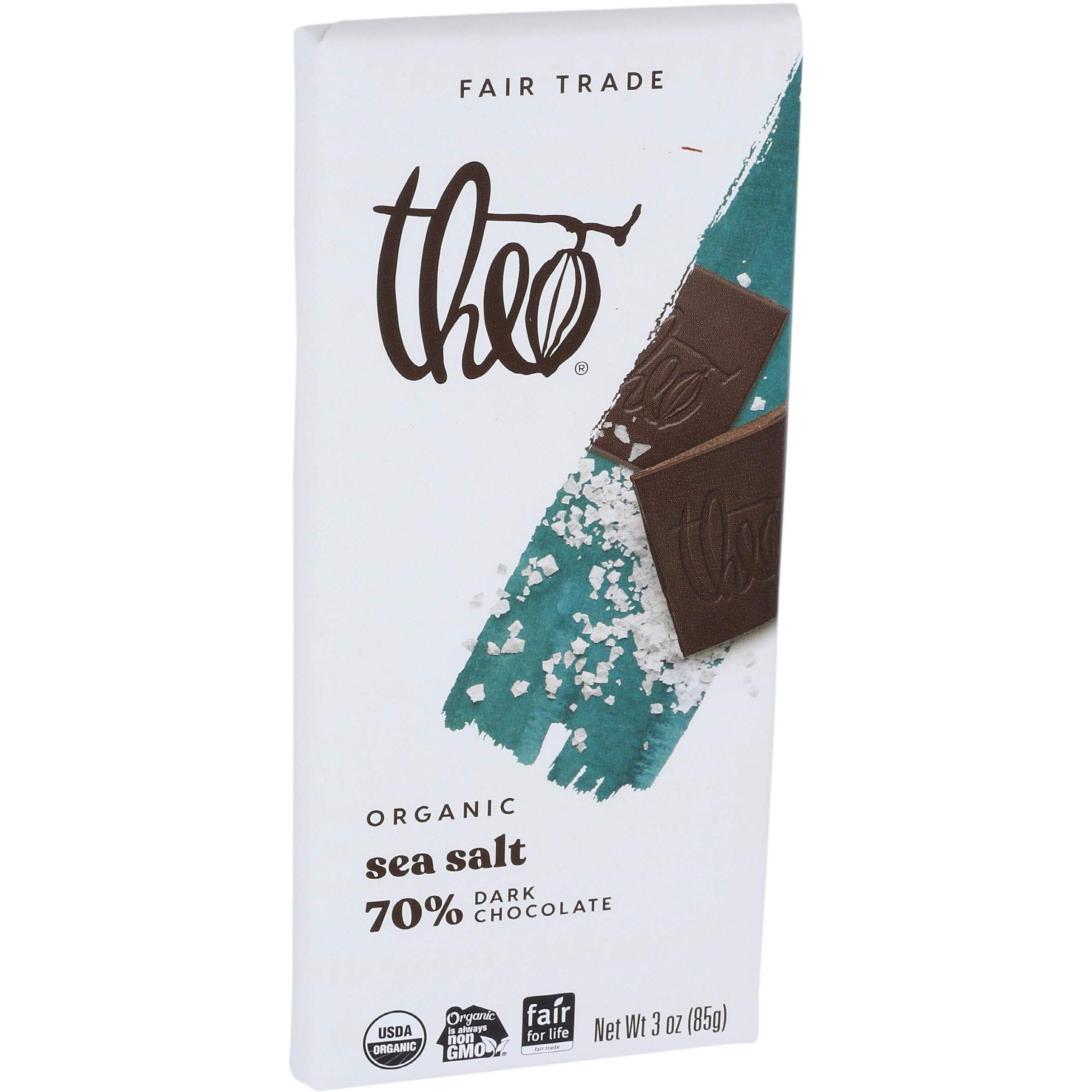 Theo Sea Salt Organic Dark Chocolate Bar, 70% Cacao, 1 Bar | Vegan, Fair Trade