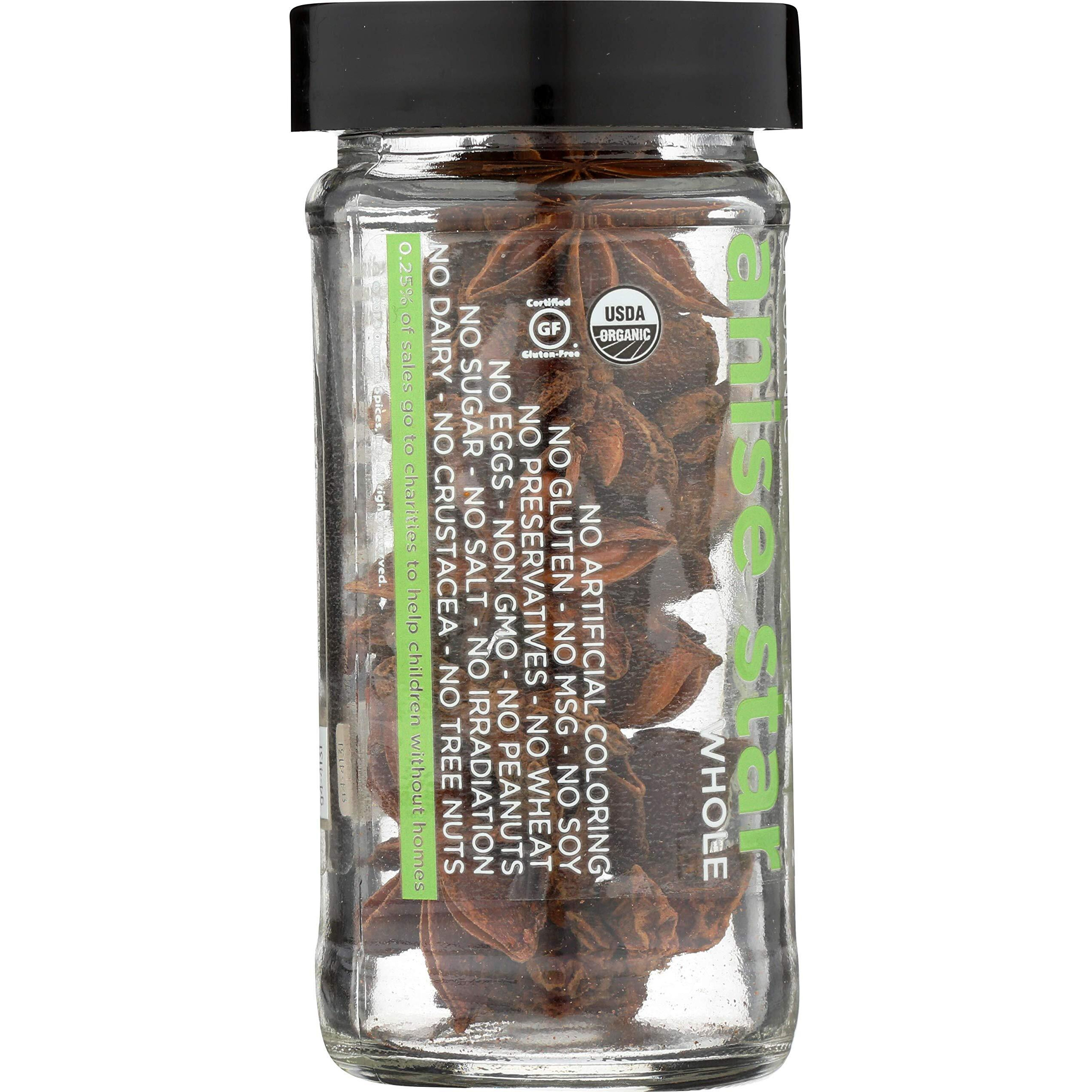 Spicely Organic Anise Star Whole 0.50 Ounce Jar Certified Gluten Free