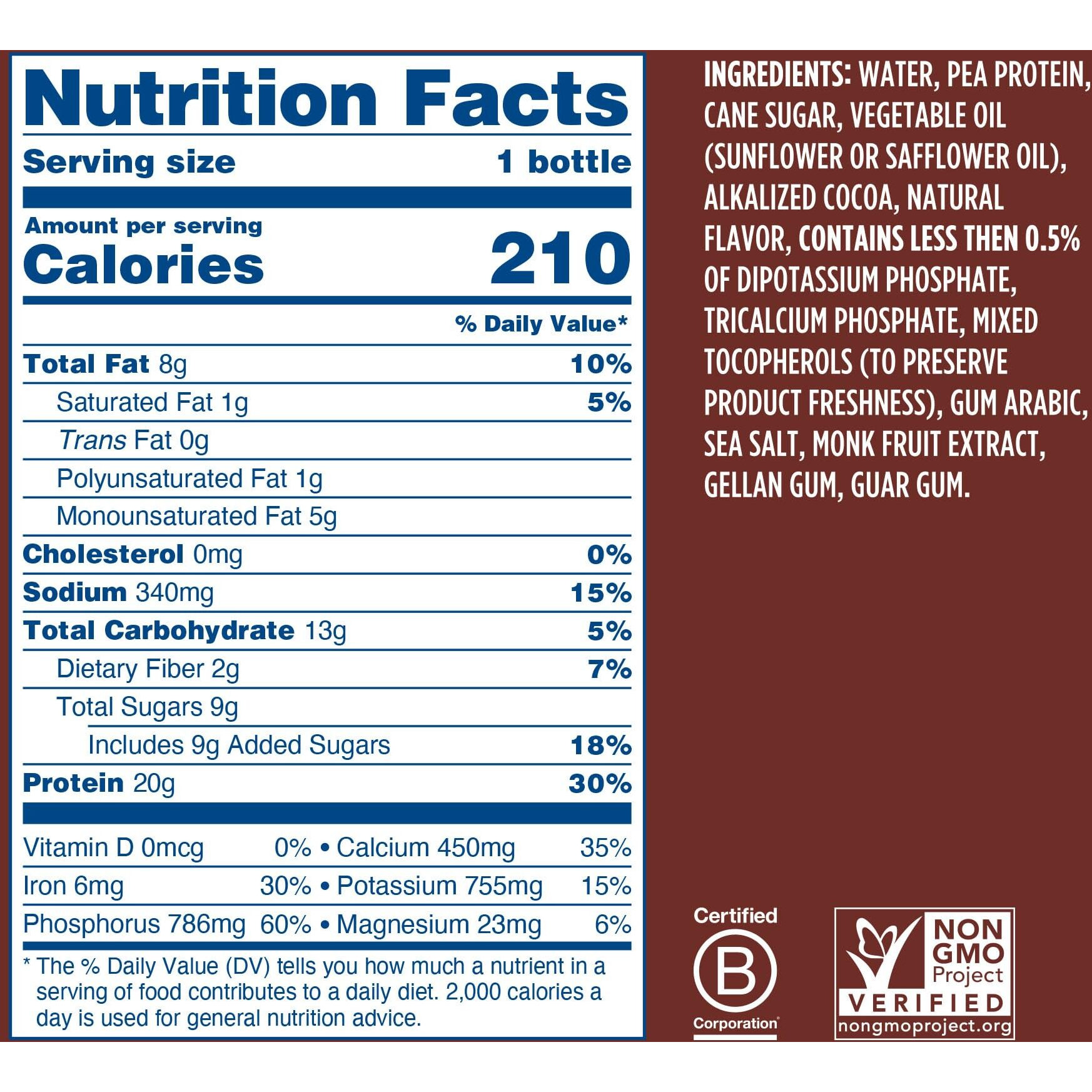 Ripple Vegan Protein Shake | Chocolate | 20G Nutritious Plant Based Pea Protein | Shelf Stable | No Gmos, Soy, Nut, Gluten, Lactose | 12 Oz, 12 Pack