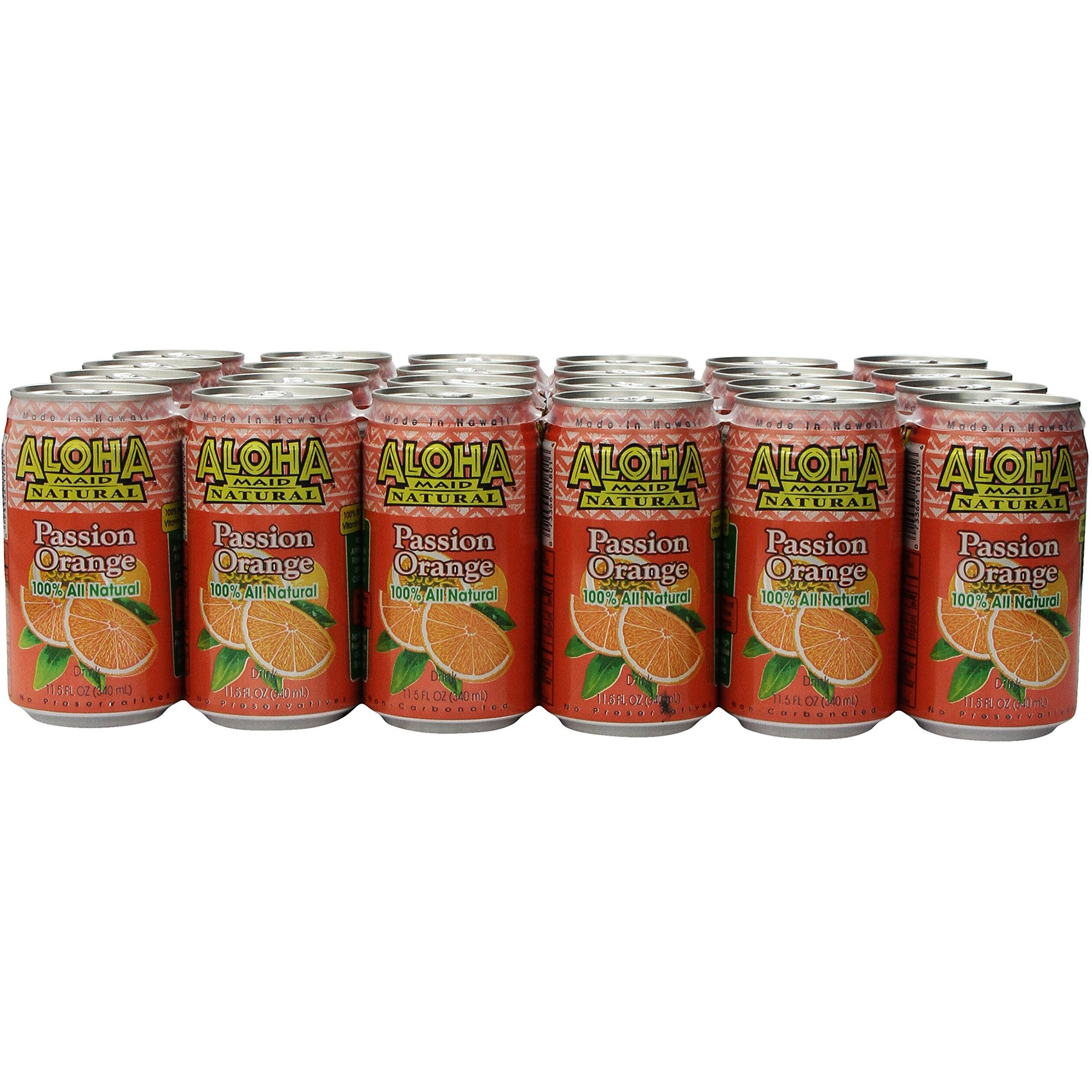 Aloha Maid Juice, Passion Orange, 11.5 Fl Oz (Pack Of 24)