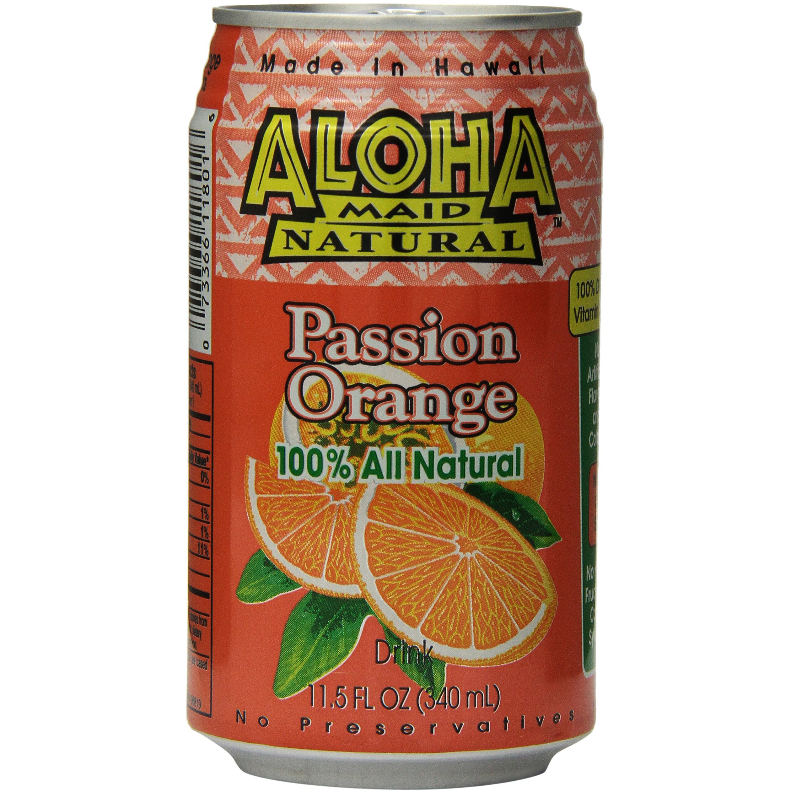 Aloha Maid Juice, Passion Orange, 11.5 Fl Oz (Pack Of 24)