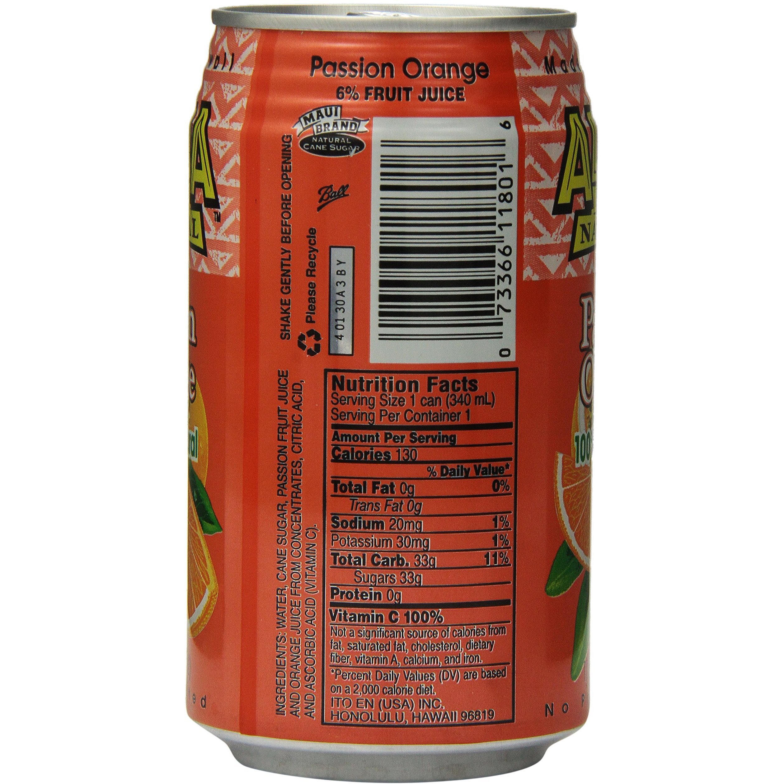 Aloha Maid Juice, Passion Orange, 11.5 Fl Oz (Pack Of 24)
