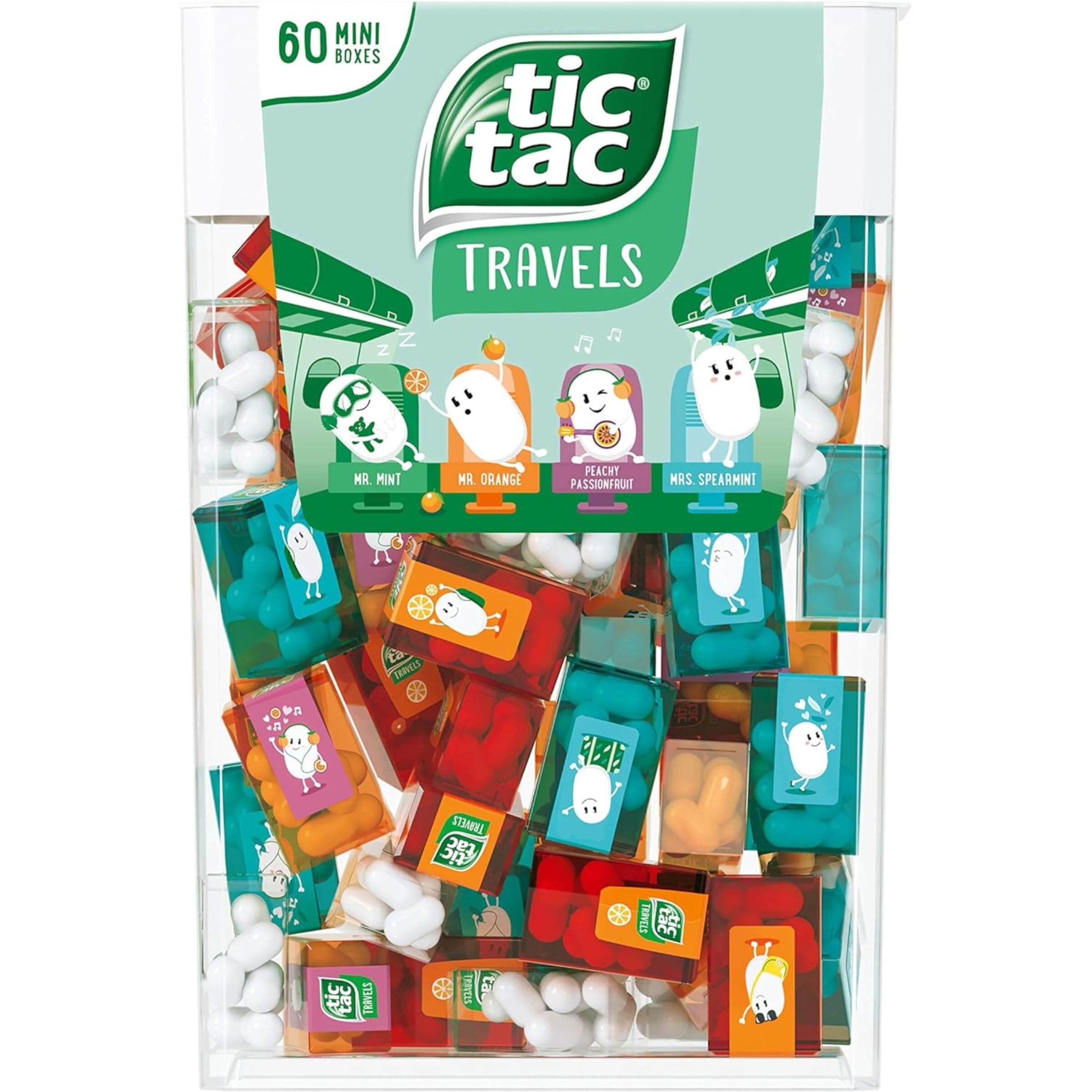 Tic Tac Box With 60 Mini Boxes (Mint, Orange, Spearmint, Peach And Passion Fruit) 234G By Tic Tac