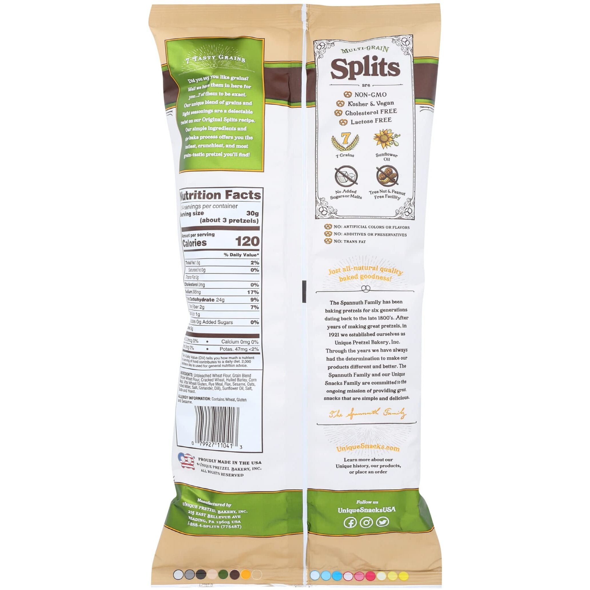 Unique Snacks Multi-Grain Splits Pretzel, Delicious Homestyle Baked Snack Bag, Vegan, Ou Kosher, And Non-Gmo Food, No Artificial Flavor, 11 Oz. Bag, Pack Of 12