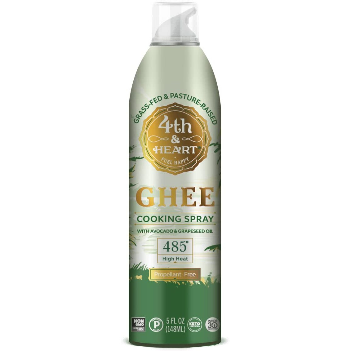 4Th & Heart Original Ghee Oil Non-Stick Cooking Spray, Made With Grass-Fed, Pasture-Raised Ghee, Keto, Lactose-Free, Certified Paleo Baking Spray (5Oz)