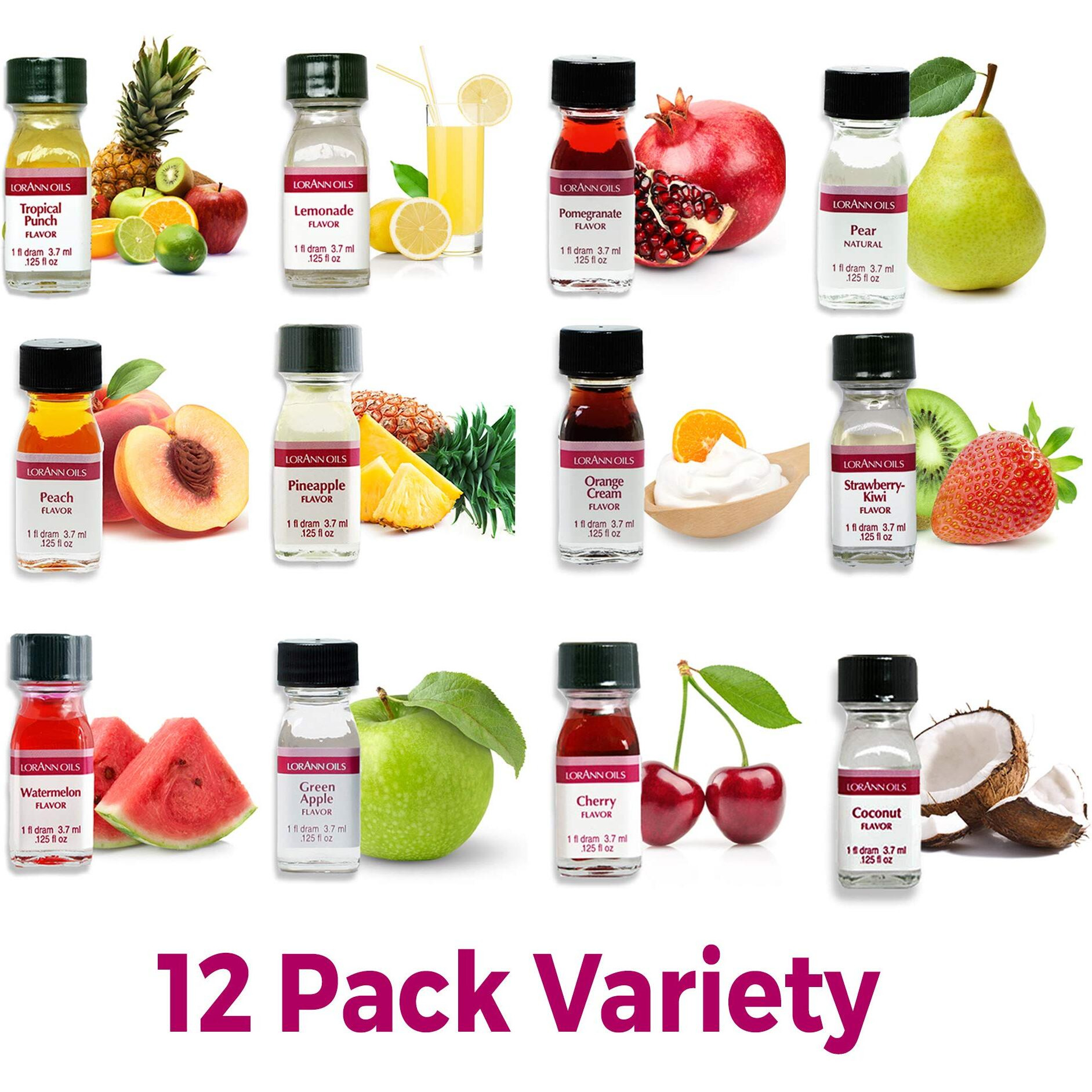 Lorann Ss Pack 2 Of 12 Fruity & More Flavors In 1 Dram Bottles (.0125 Fl Oz - 3.7Ml) Bottles