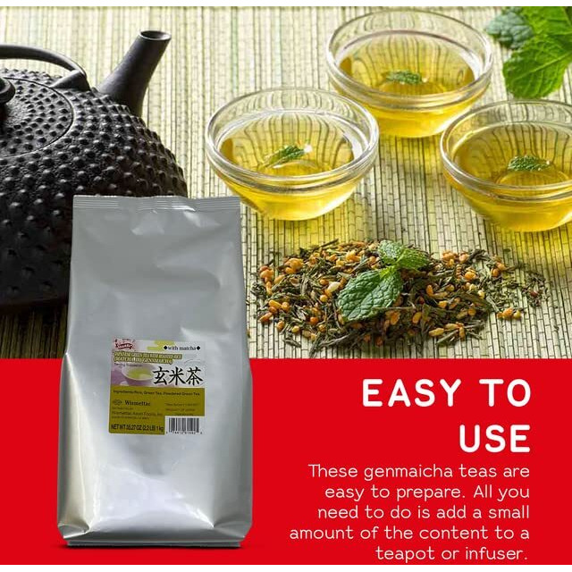 Shirakiku Iri Gennmaicha Green Loose Tea Leaf | Japanese Matcha Green Tea With Brown Roasted Rice | Easy To Prepare & Prefect For Traditional Japanese Teas, 2.2 Pounds (30 Serving)