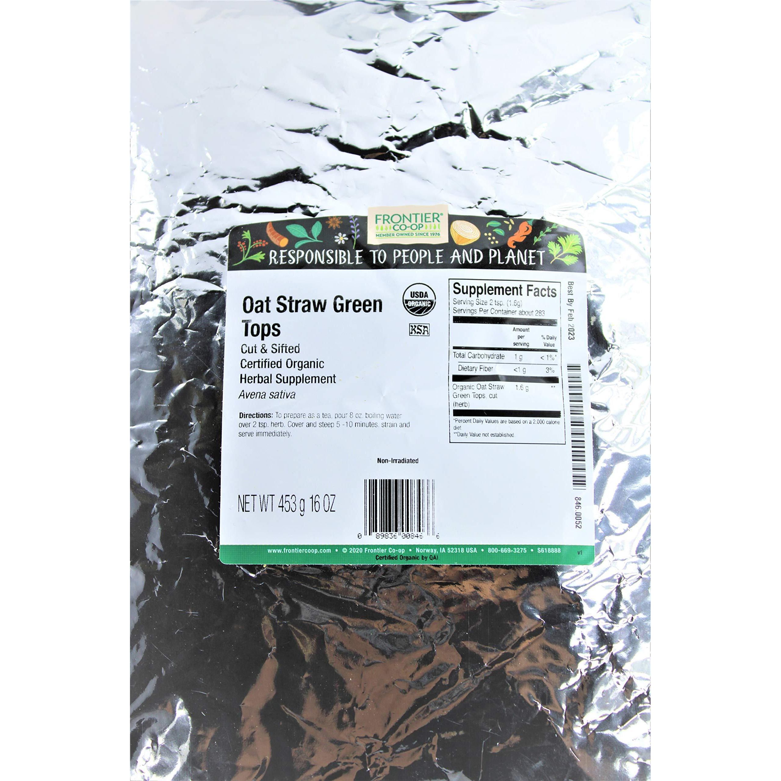 Frontier Co-Op Organic Cut & Sifted Oatstraw Green Tops 1Lb