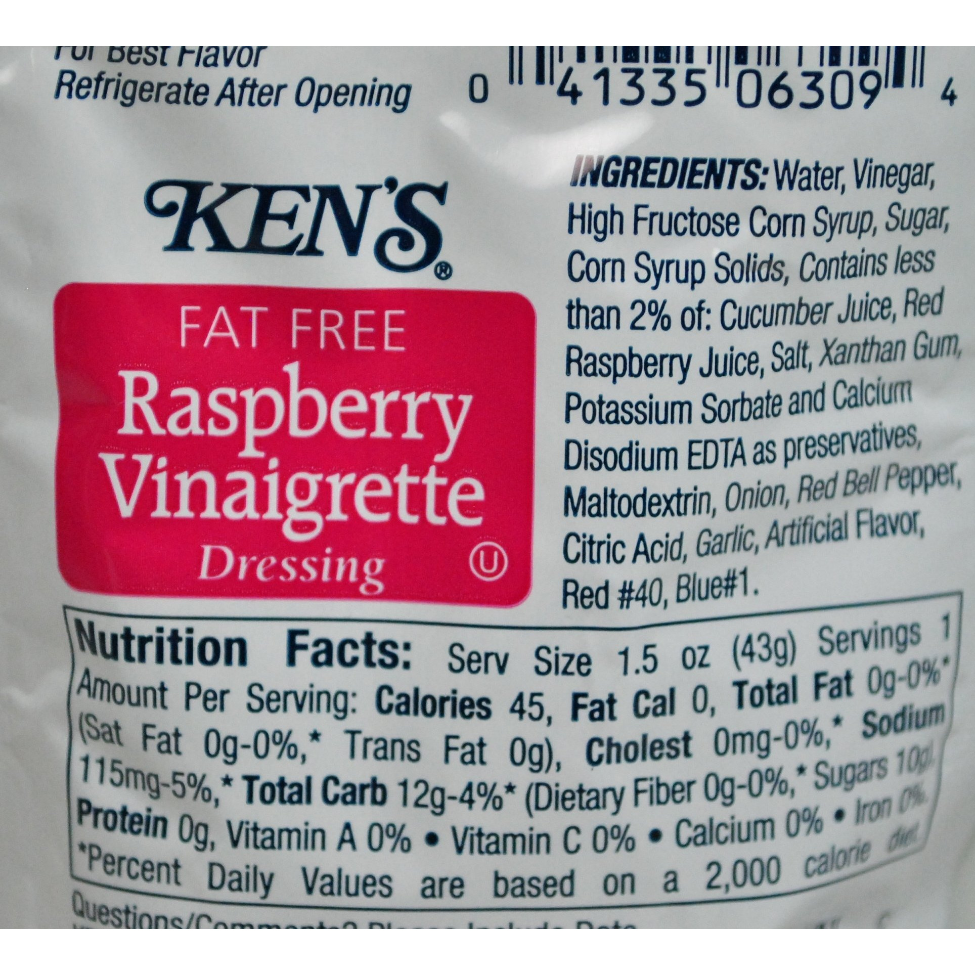 Kens Fat Free Raspberry Vinaigrette Dressing (Case Of 60)