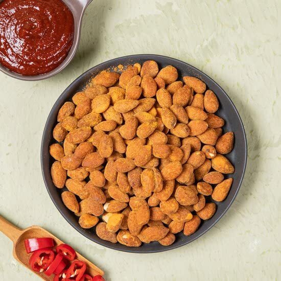 [Official Gilim Hbaf] Korean Tteokbokki Seasoned Almonds Nut Protein Snack | Sweet & Spicy Korean Street Food |After-School, Work, Trip Camping Snack | Gochujang Paste | Korean Sovenior (Toppoki, 1X190Gram Pack)
