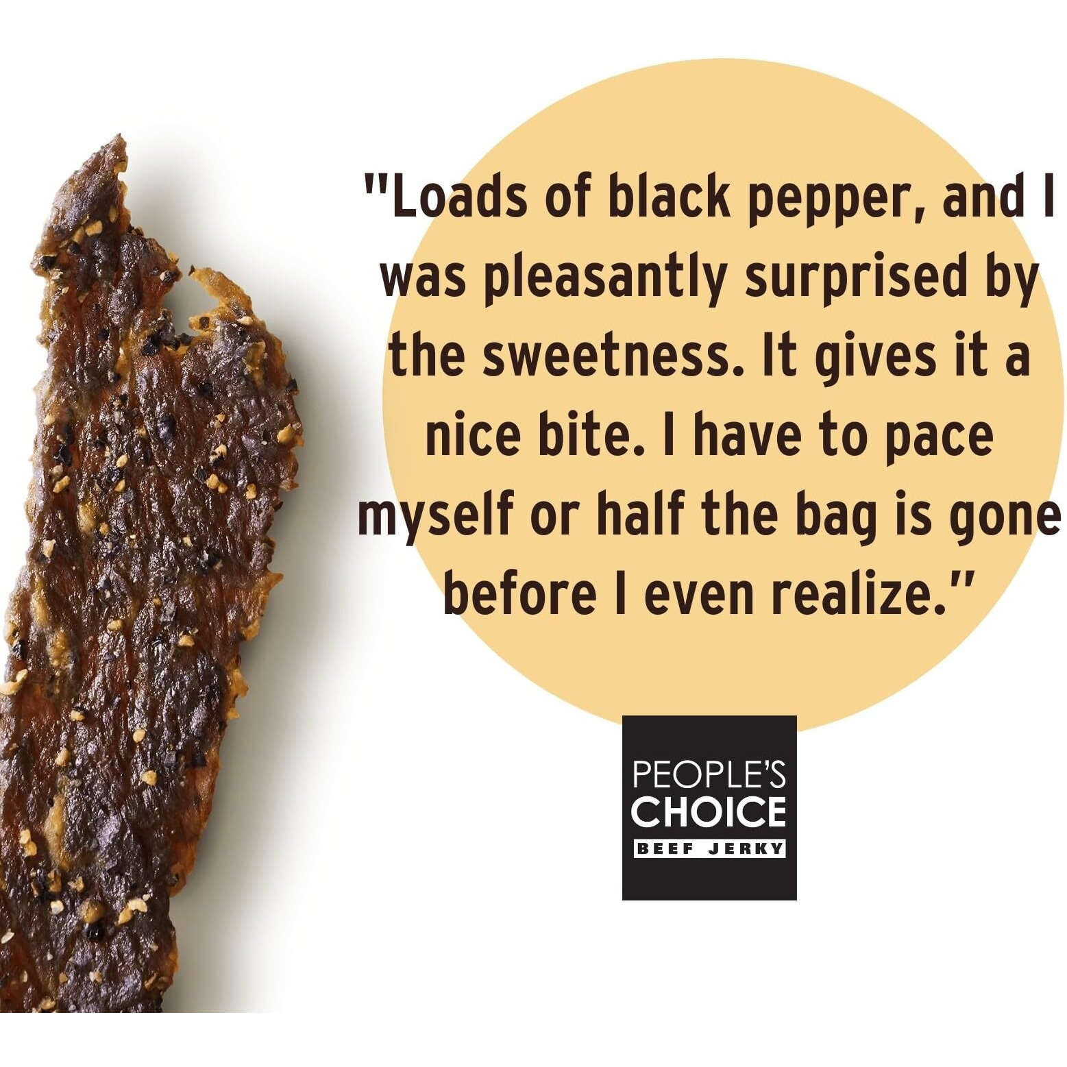 People's Choice Beef Jerky - Tasting Kitchen - Cowboy Peppered Beef Jerky - Camping Food, Backpacking Snacks, Road Trip Snacks - High Protein Low Sodium Healthy Snacks - 1 Pound, 16 Oz - 1 Bag