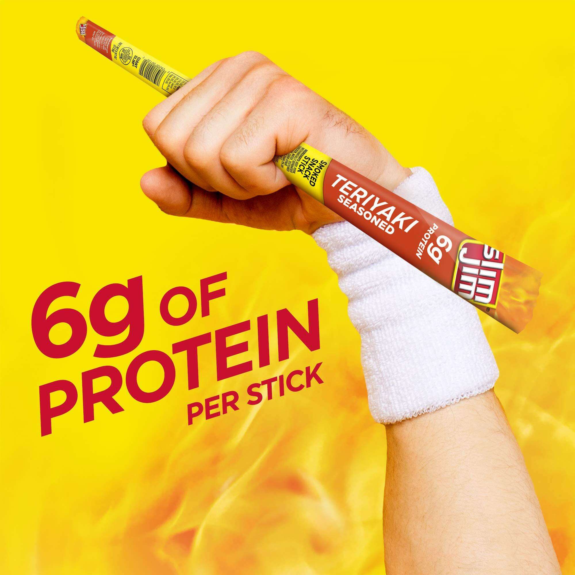 Slim Jim Giant Smoked Meat Sticks, Teriyaki Flavor, 6G Protein Per Stick, 0.97 Oz. (24 Count)