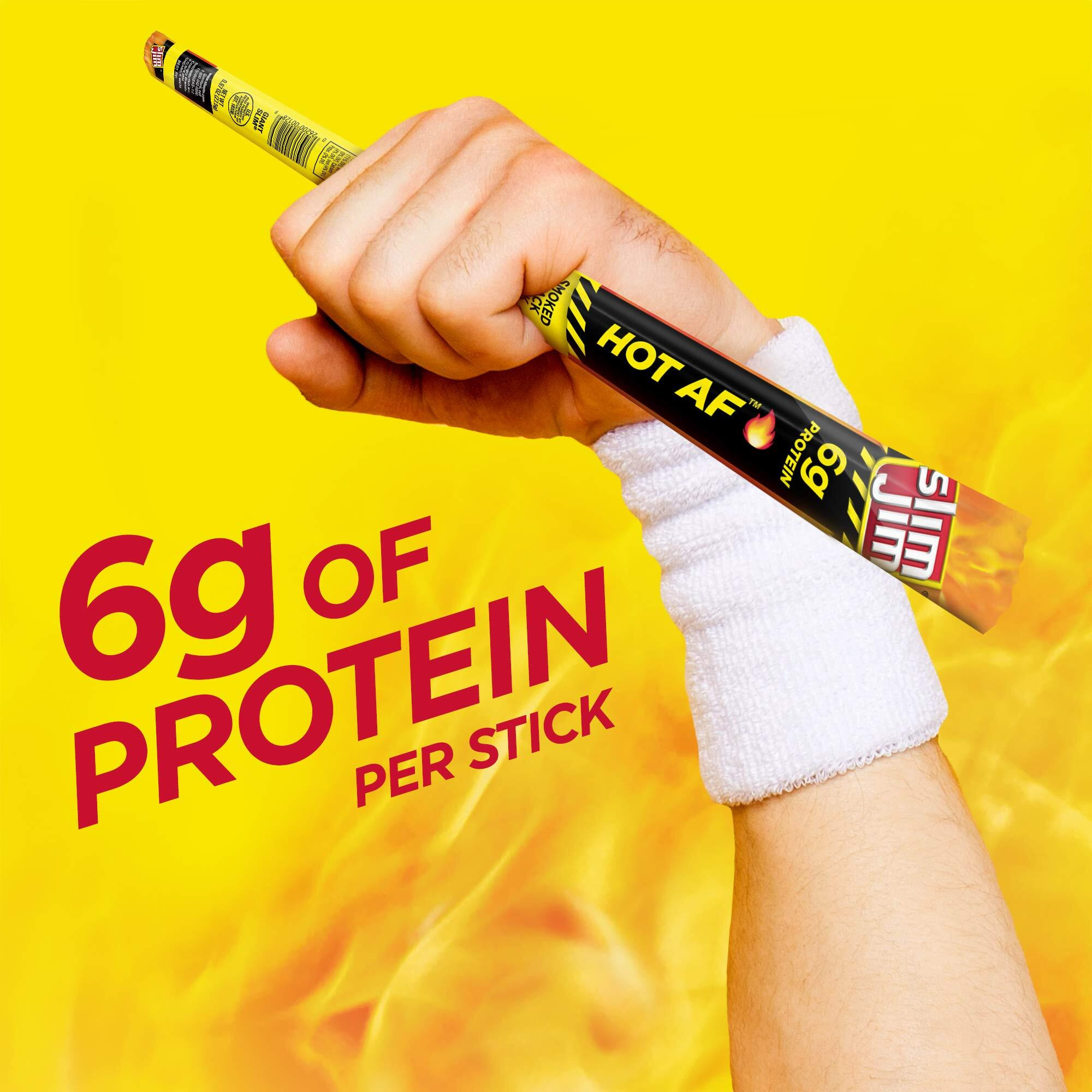 Slim Jim Giant Smoked Meat Sticks, Hot Af Flavor, 6G Protein Per Stick, 0.97 Oz. (24 Count)