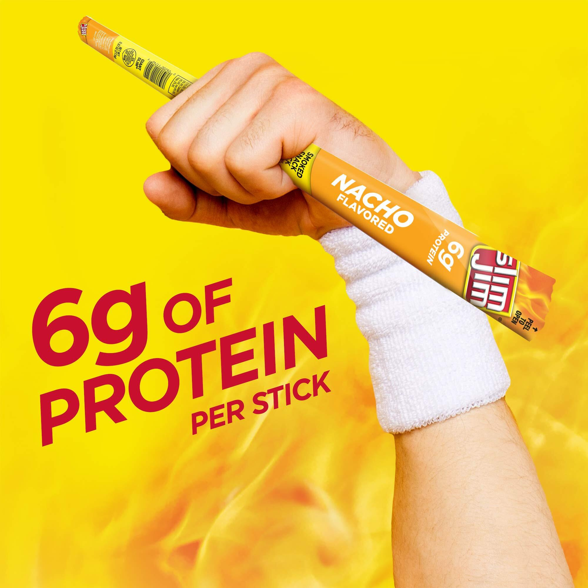 Slim Jim Giant Smoked Meat Sticks, Nacho Flavor, 6G Protein Per Stick, 0.97 Oz. (24 Count)