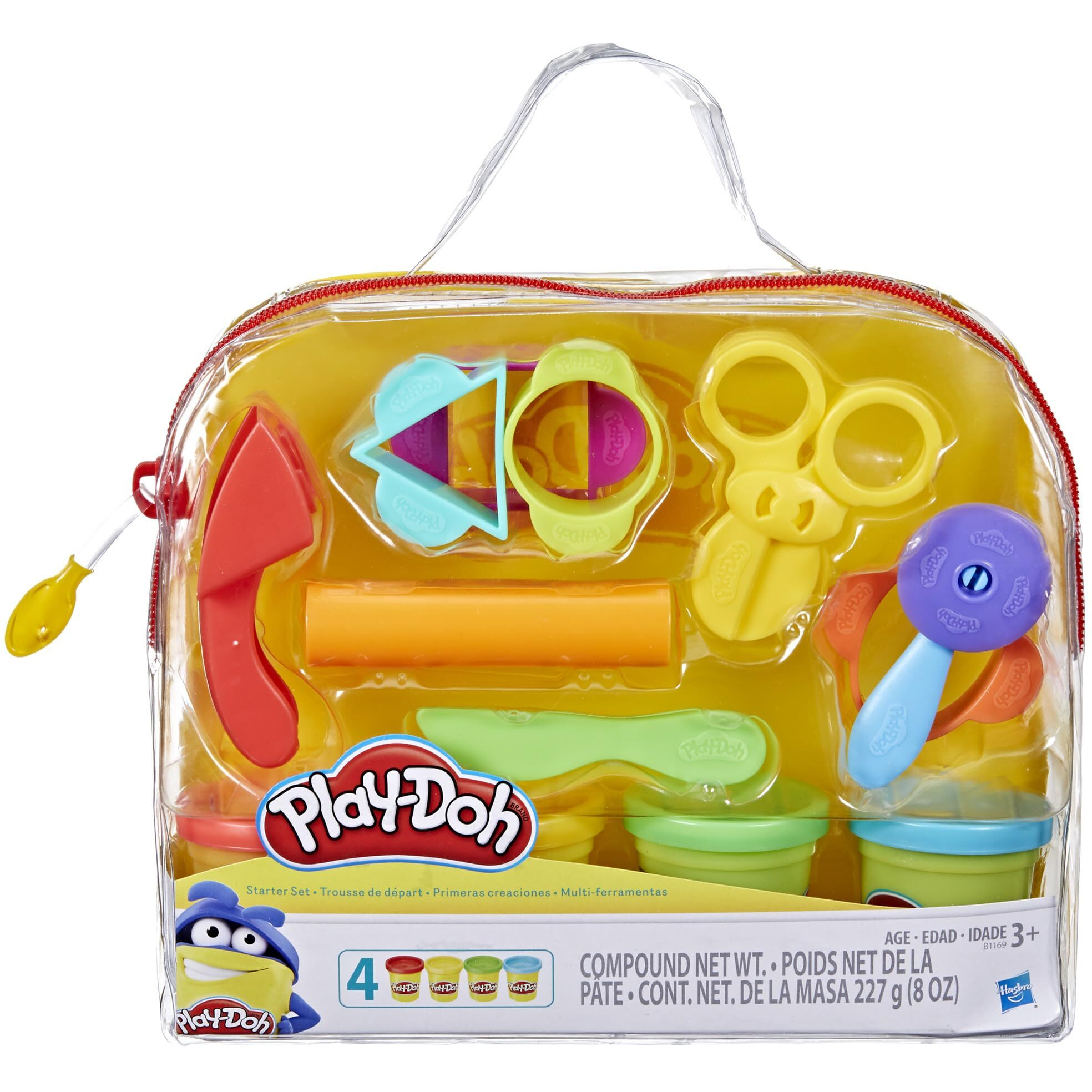 Play-Doh Starter Set 9-Piece Kit With Storage Tote & 4 Modeling Compound Cans, Arts And Crafts Toys For Kids 3 Years & Up, Preschool Toys