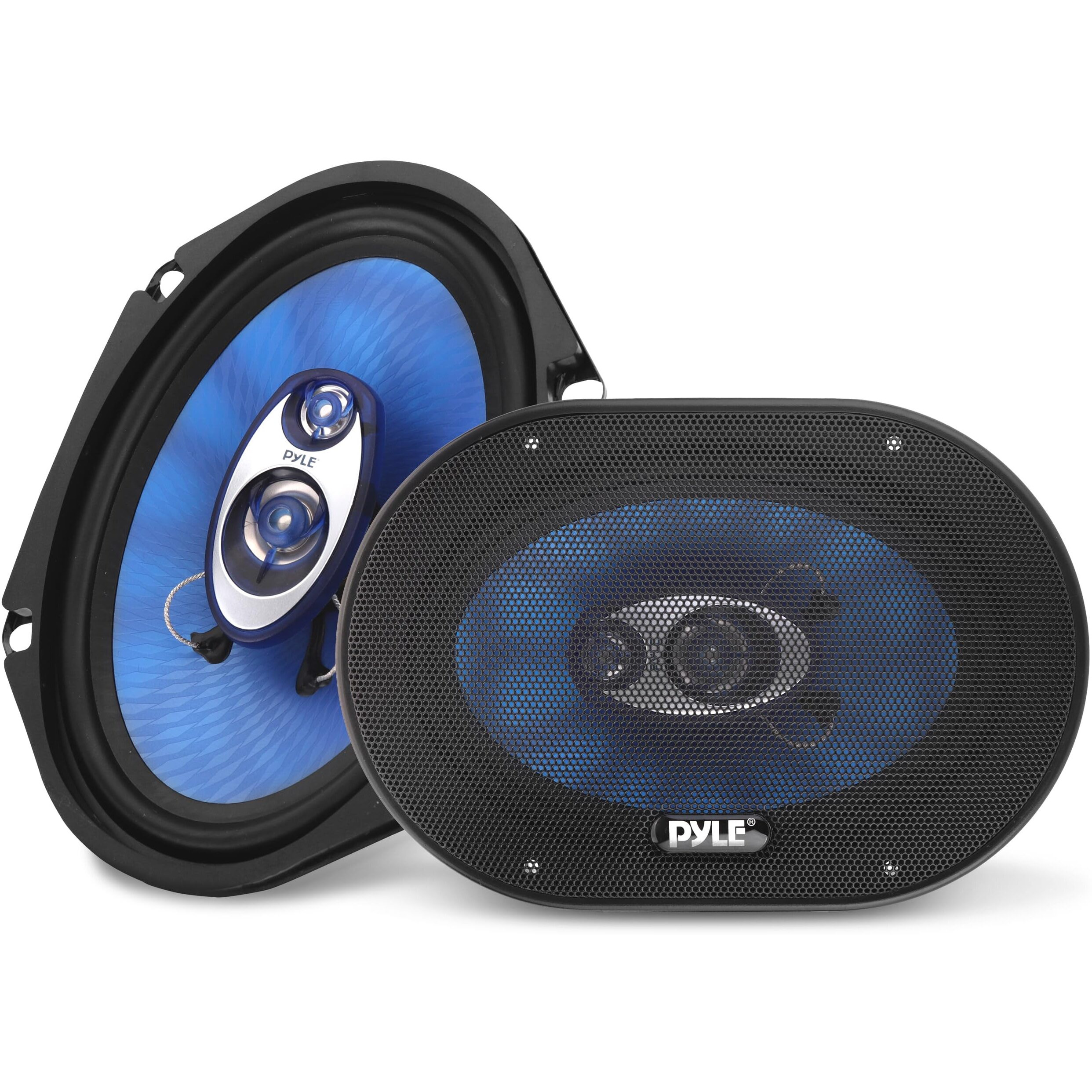 Pyle 6.5" Three-Way Sound Speaker System-180 W Rms/360W Power Handling W/4 Ohm Impedance And 3/4'' Piezo Tweeter For Car Component Stereo,Round Shaped Pro Full Range Triaxial Loud Audio -Pl63Bl,Blue