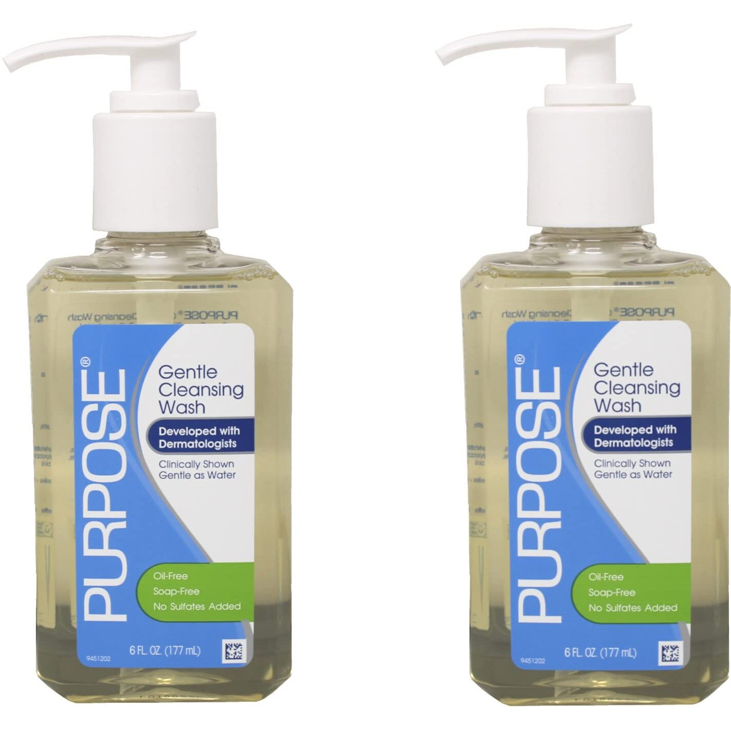 Purpose Gentle Cleansing Wash, 6-Ounce Pump Bottle, 6 Fl Oz (Pack Of 2)