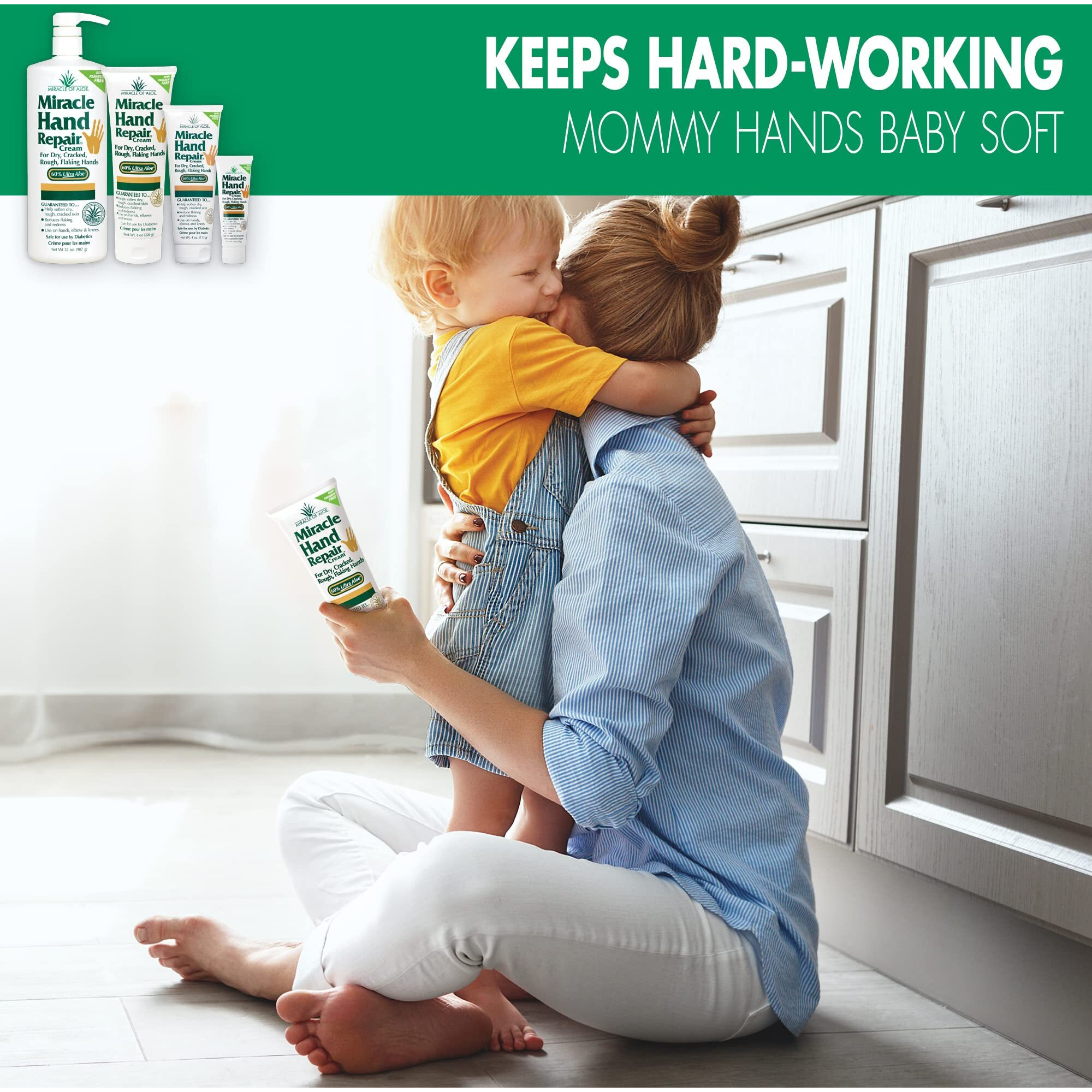 Miracle Of Aloe Miracle Hand Repair Cream 8 Oz Healing Aloe Vera Lotion For Dry, Cracked Hands With 60% Ultra Aloe Gel - Moisturizes, Softens, And Repairs - Non-Greasy, Lightly Scented (2-Pack)