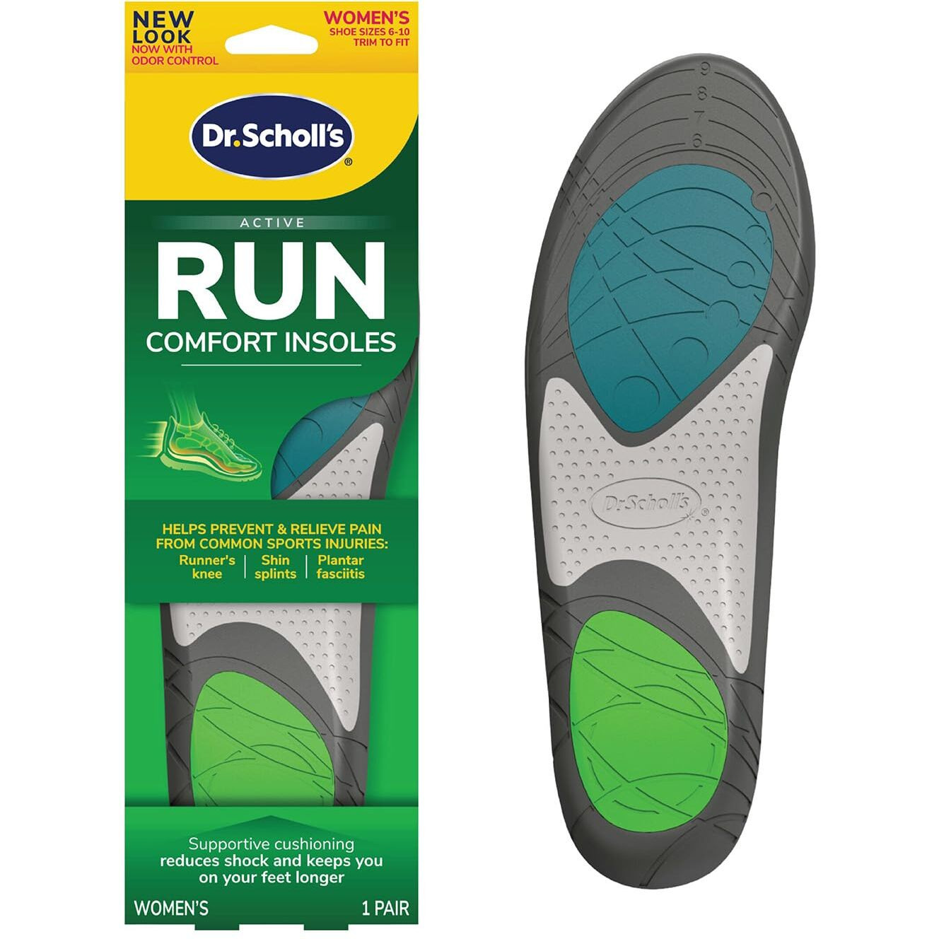 Dr. Scholl's Run Active Comfort Insoles,Women's, 1 Pair, Trim To Fit Inserts